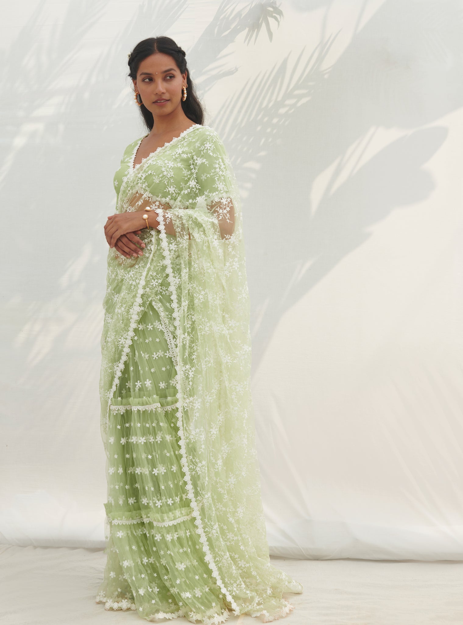 Mayna Net Green Saree