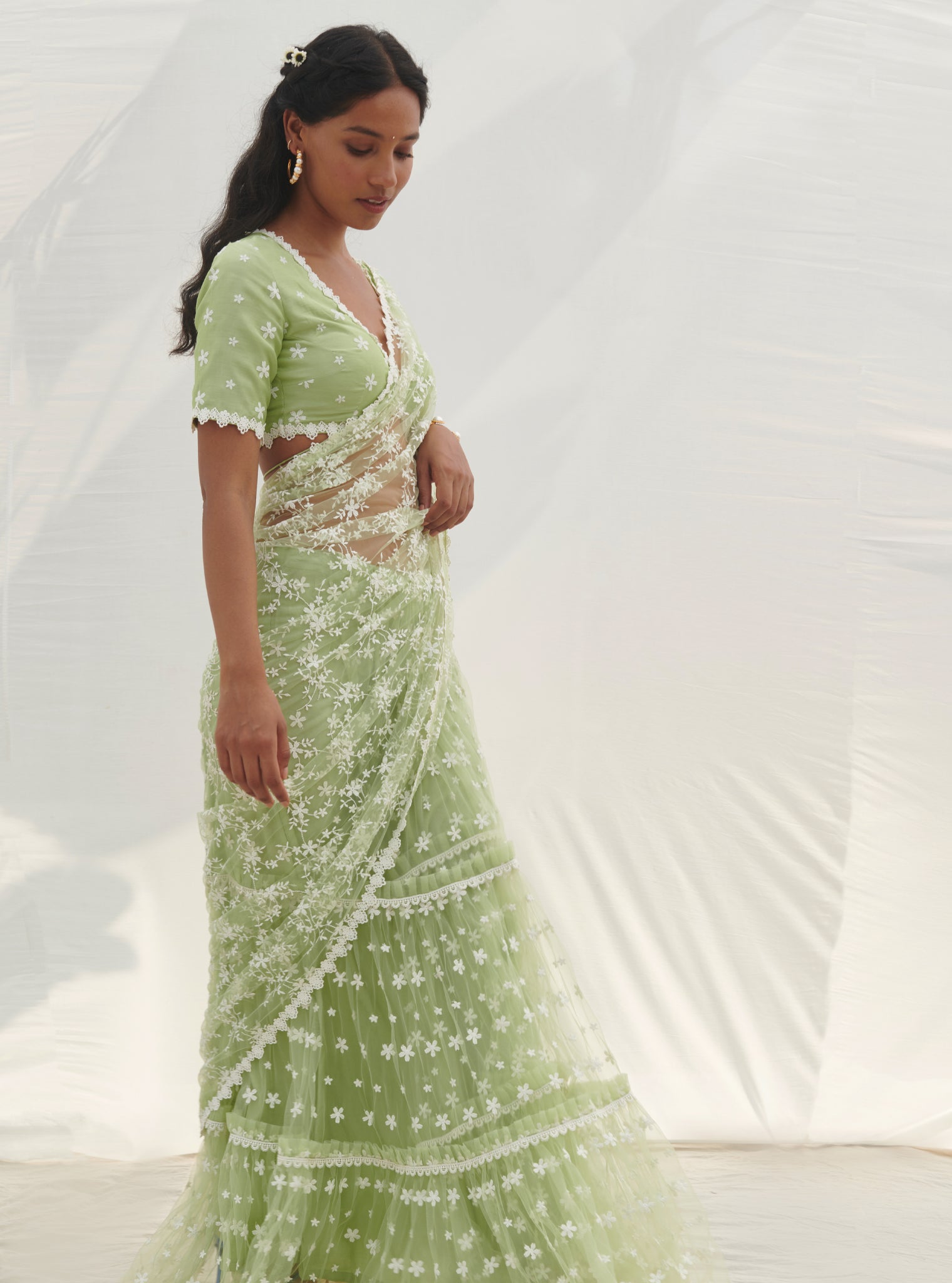 Mayna Net Green Saree