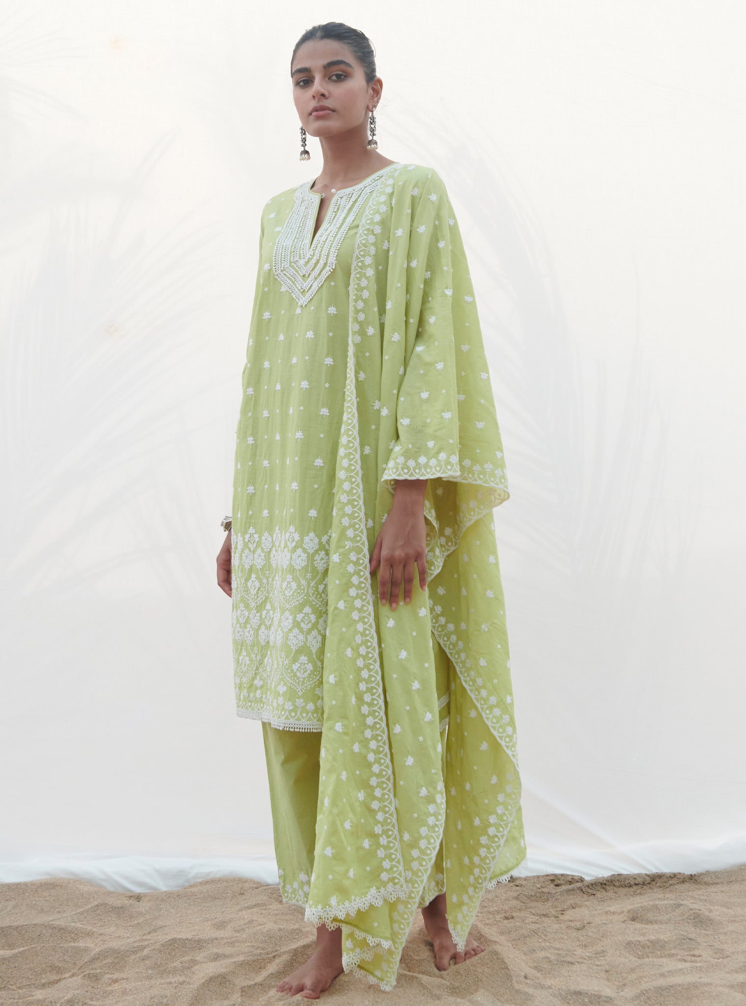 Miramar Cotton Lime Kurta Set