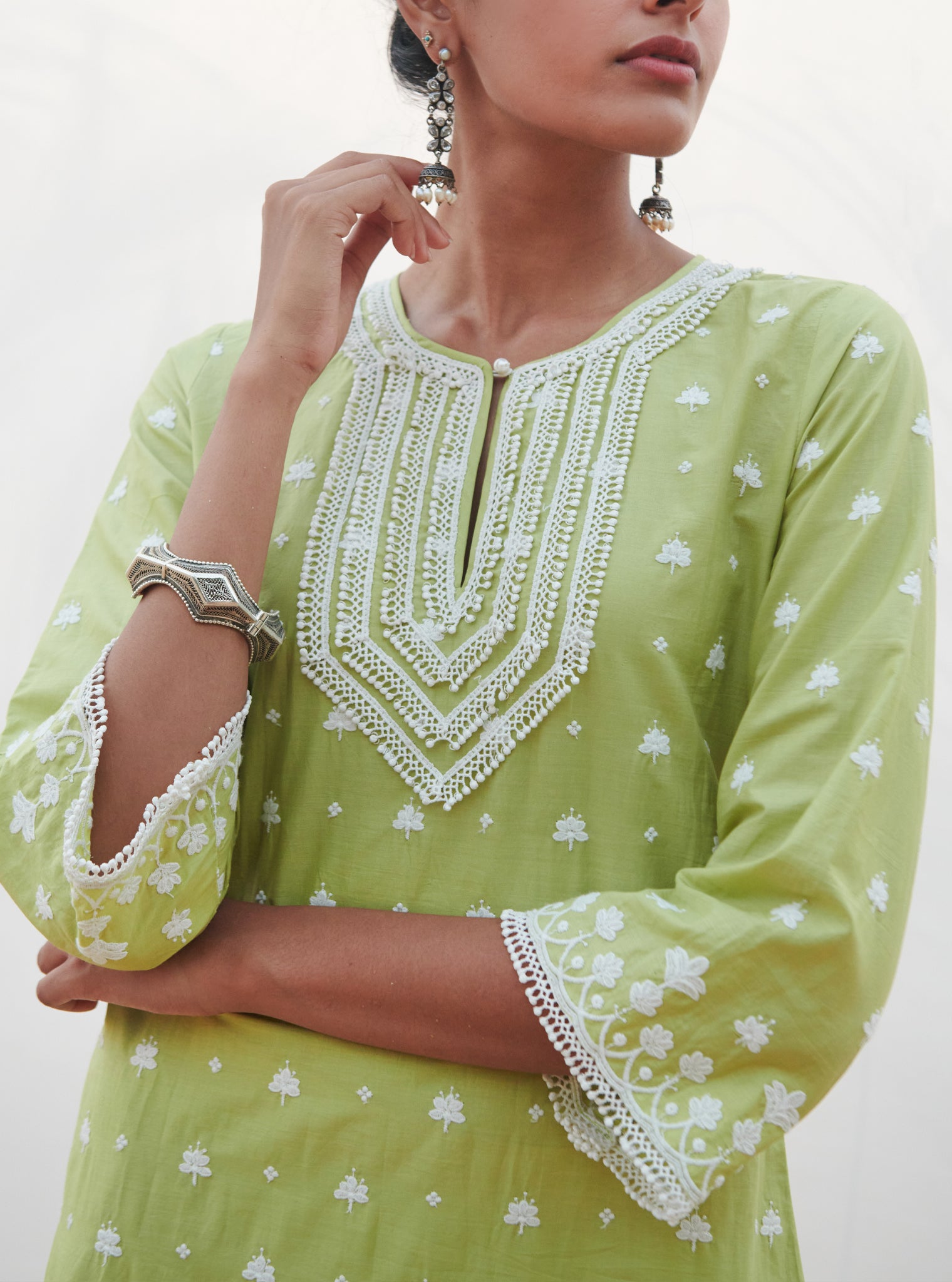 Miramar Cotton Lime Kurta Set