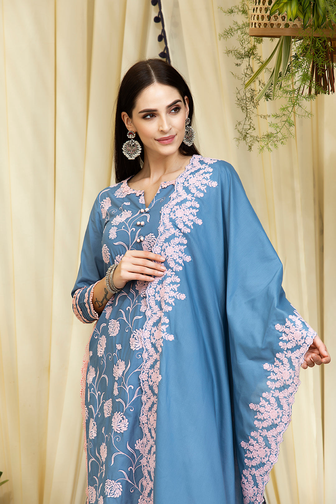 Claudia Cotton Denim Kurta Set