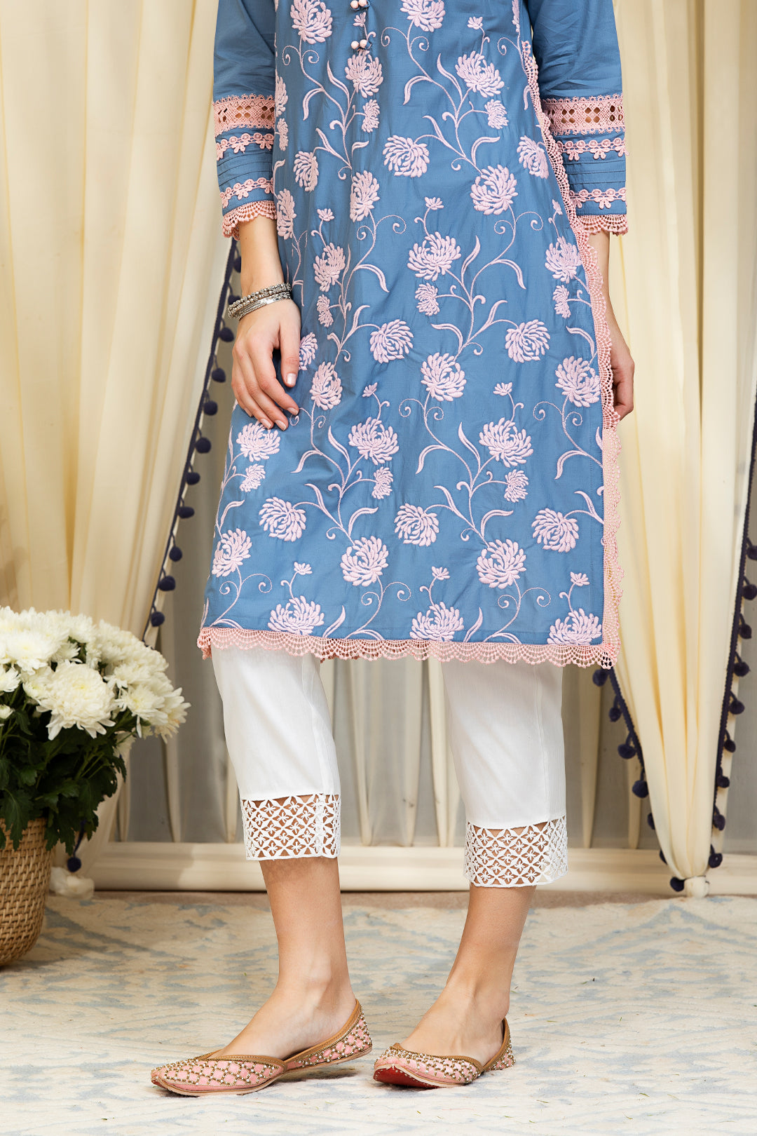 Claudia Cotton Denim Kurta Set