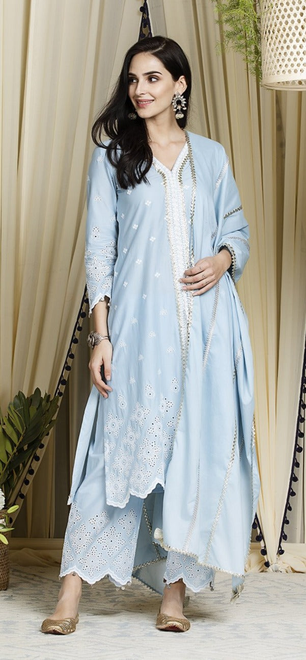 Ophelia Cotton Kurta with Palazzo Set