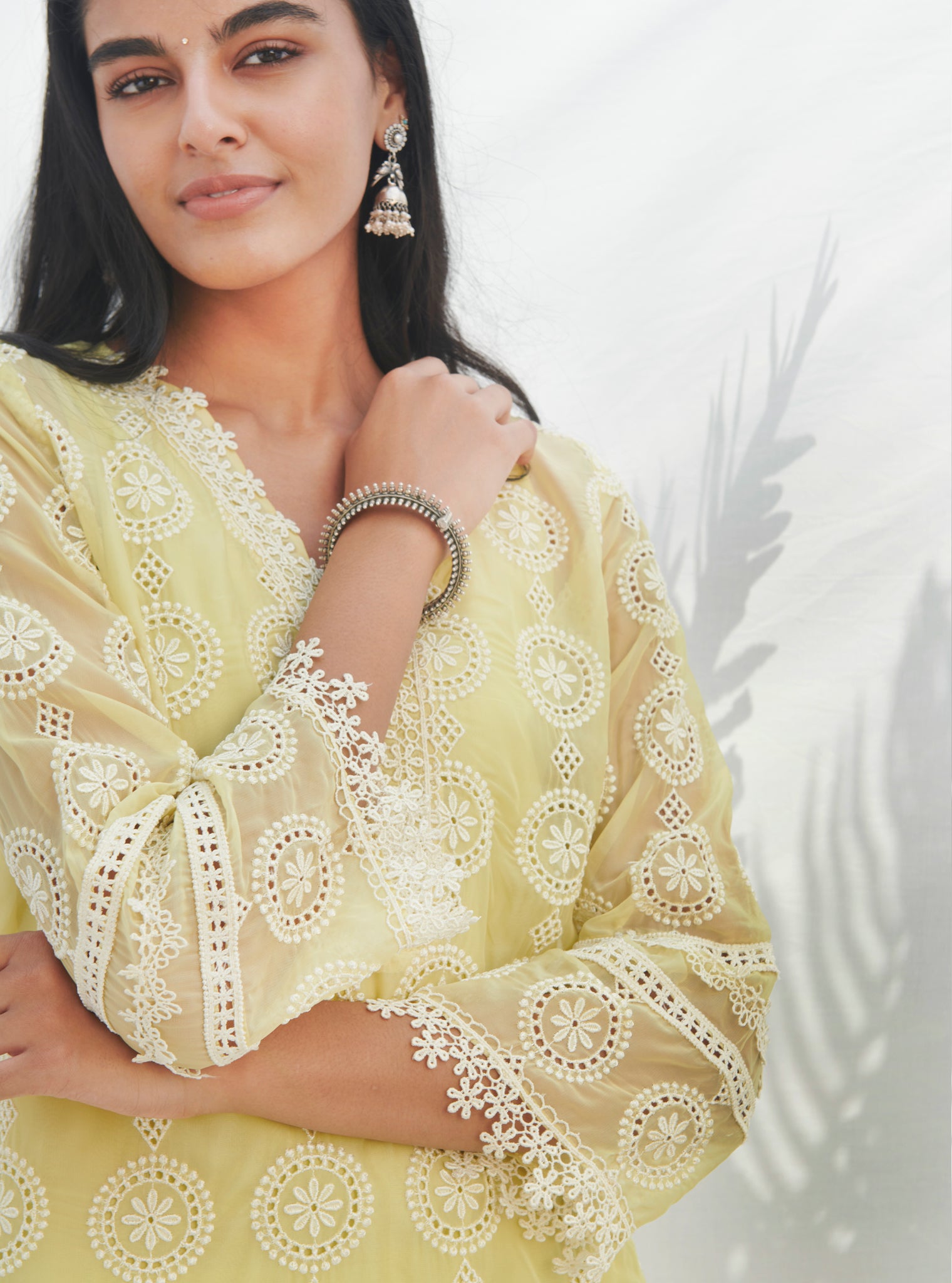 Nelli Organza Lime Kurta Set