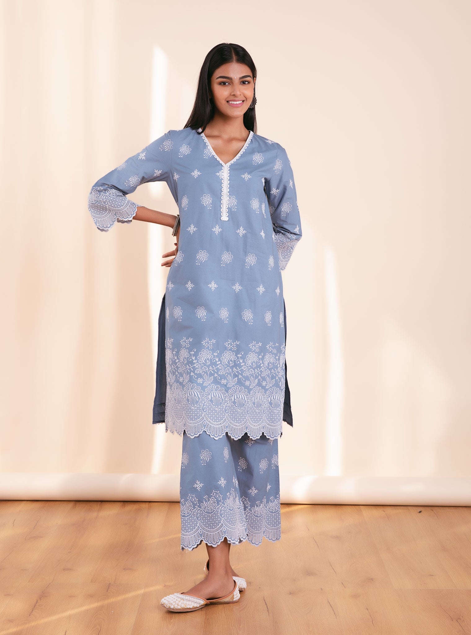 Nihri Cotton Denim Kurta Set