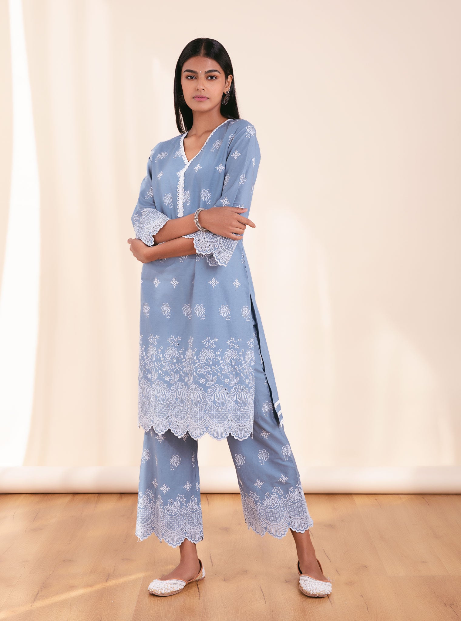 Nihri Cotton Denim Kurta Set
