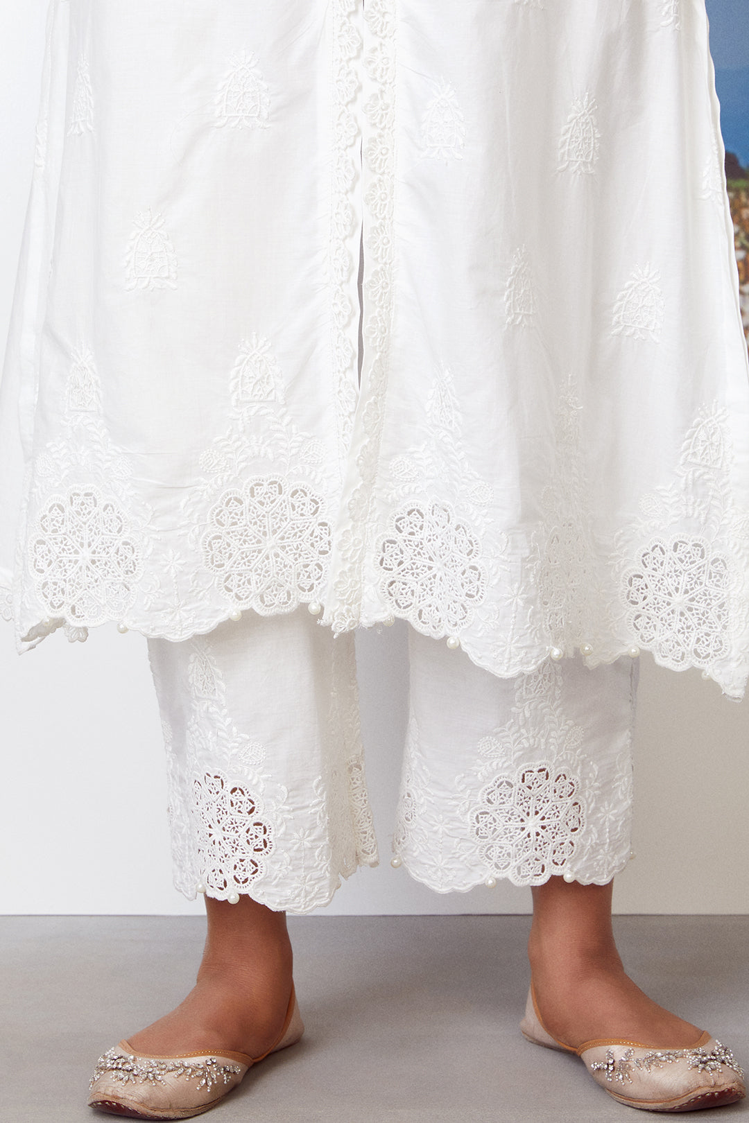 Oracle Cotton White Kurta with Palazzo Set