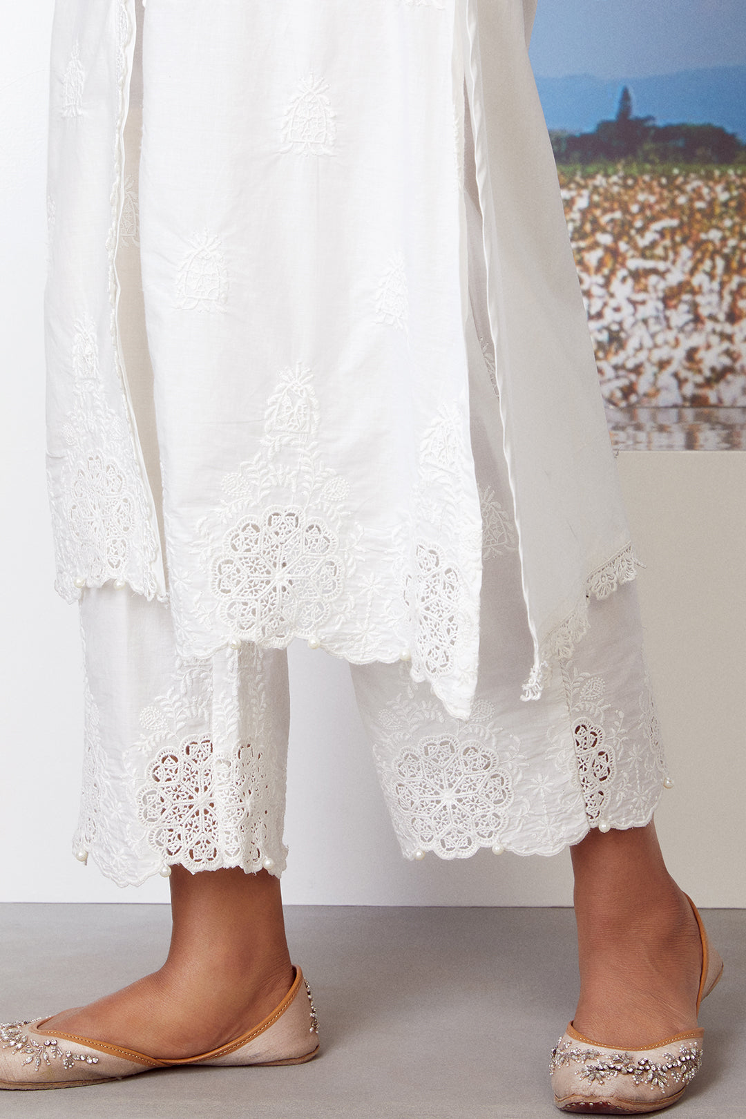 Oracle Cotton White Kurta with Palazzo Set