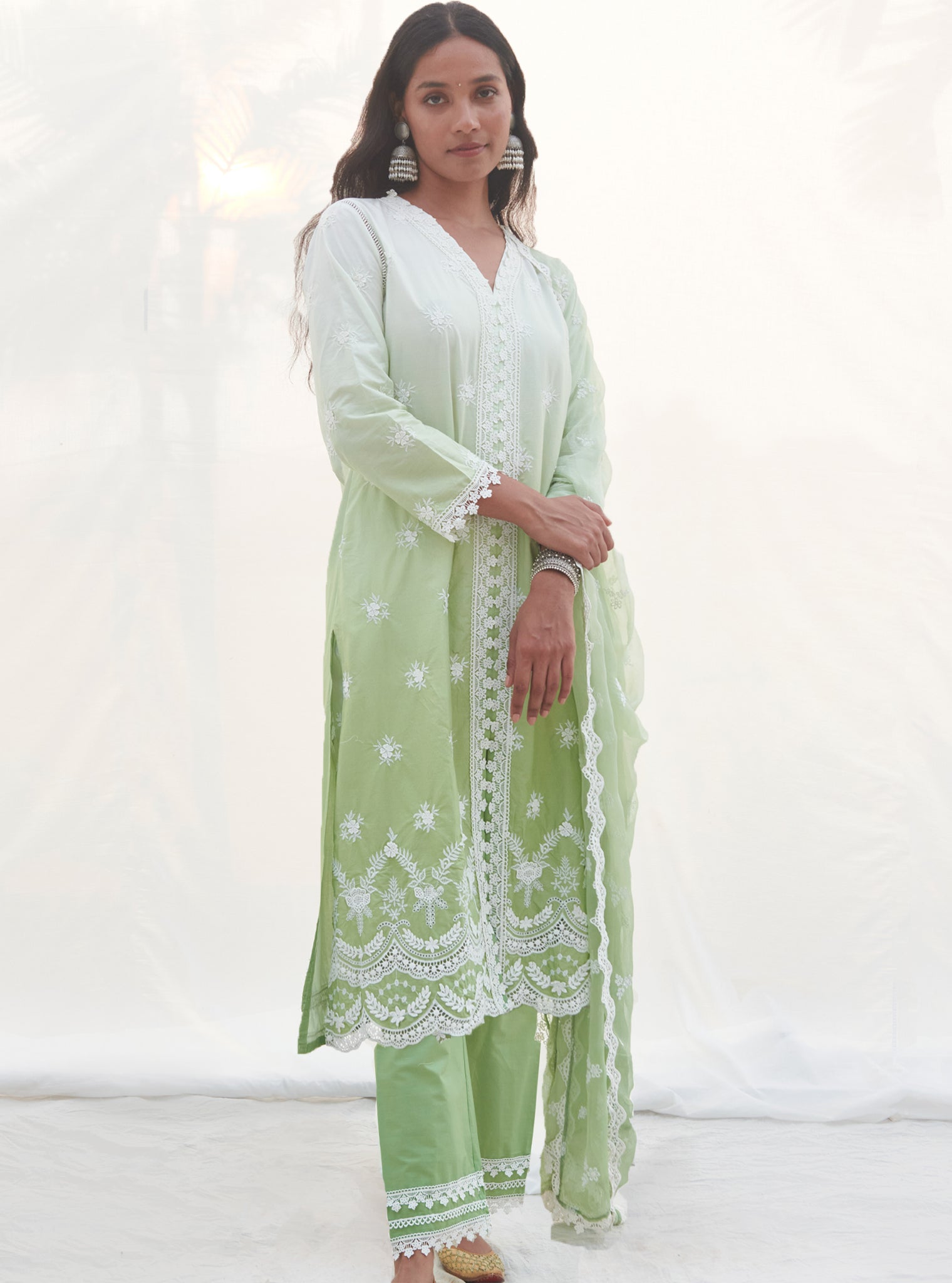 Paliem Cotton Green Kurta Set