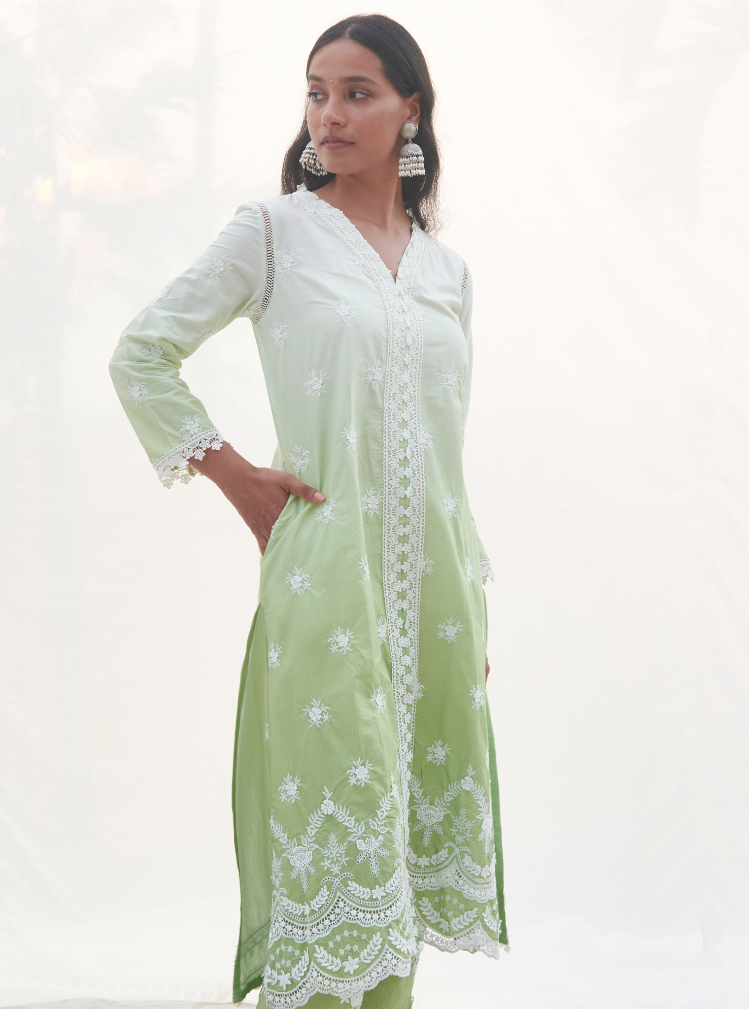 Paliem Cotton Green Kurta Set