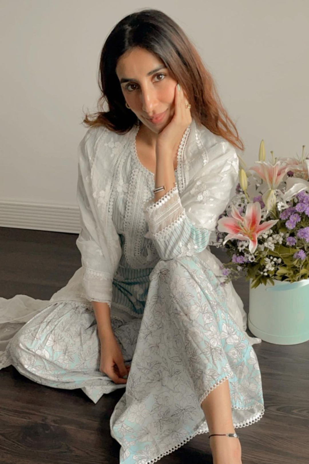 Chelsea Cotton Blue Kurta with Garara Set