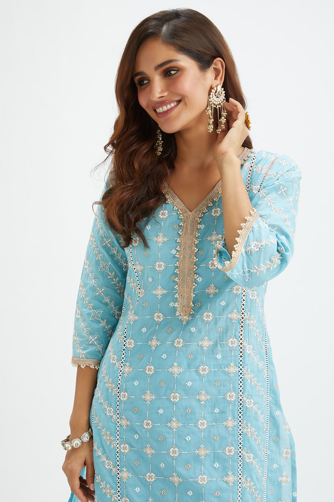 Pelican Cotton Blue Kurta Set