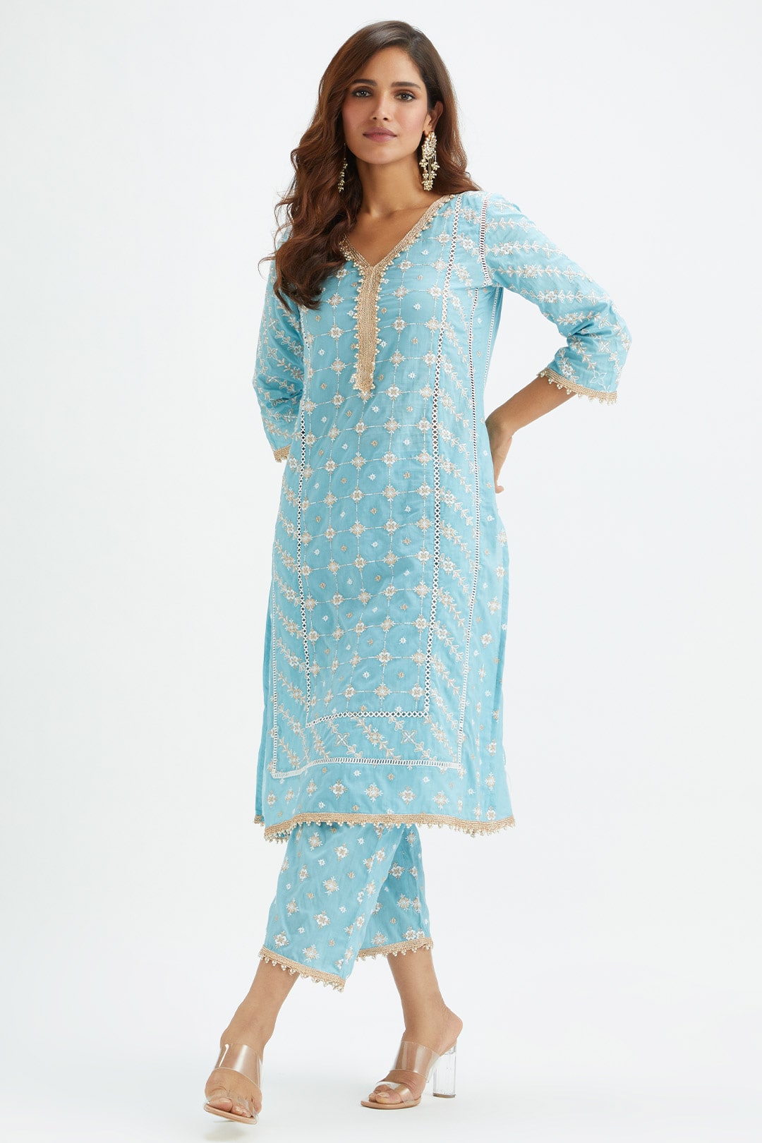 Pelican Cotton Blue Kurta Set