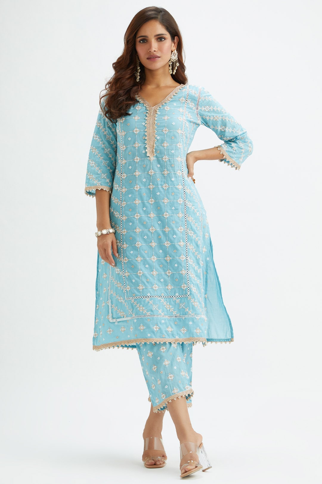 Pelican Cotton Blue Kurta Set