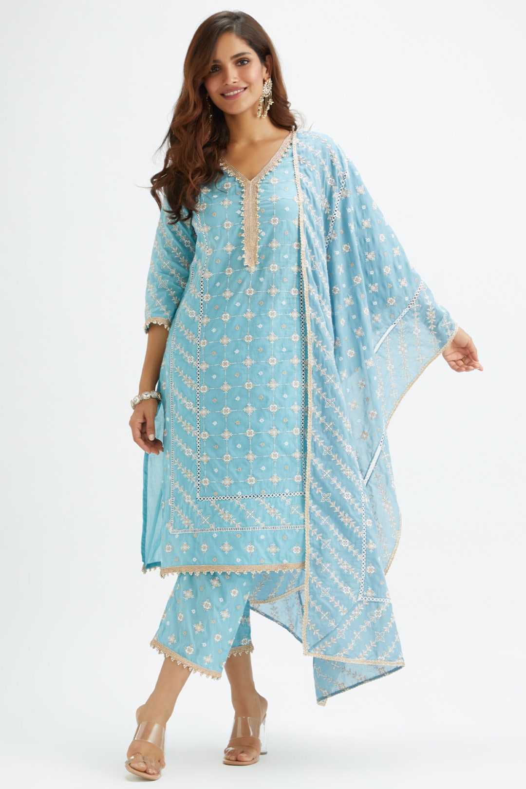 Pelican Cotton Blue Kurta Set