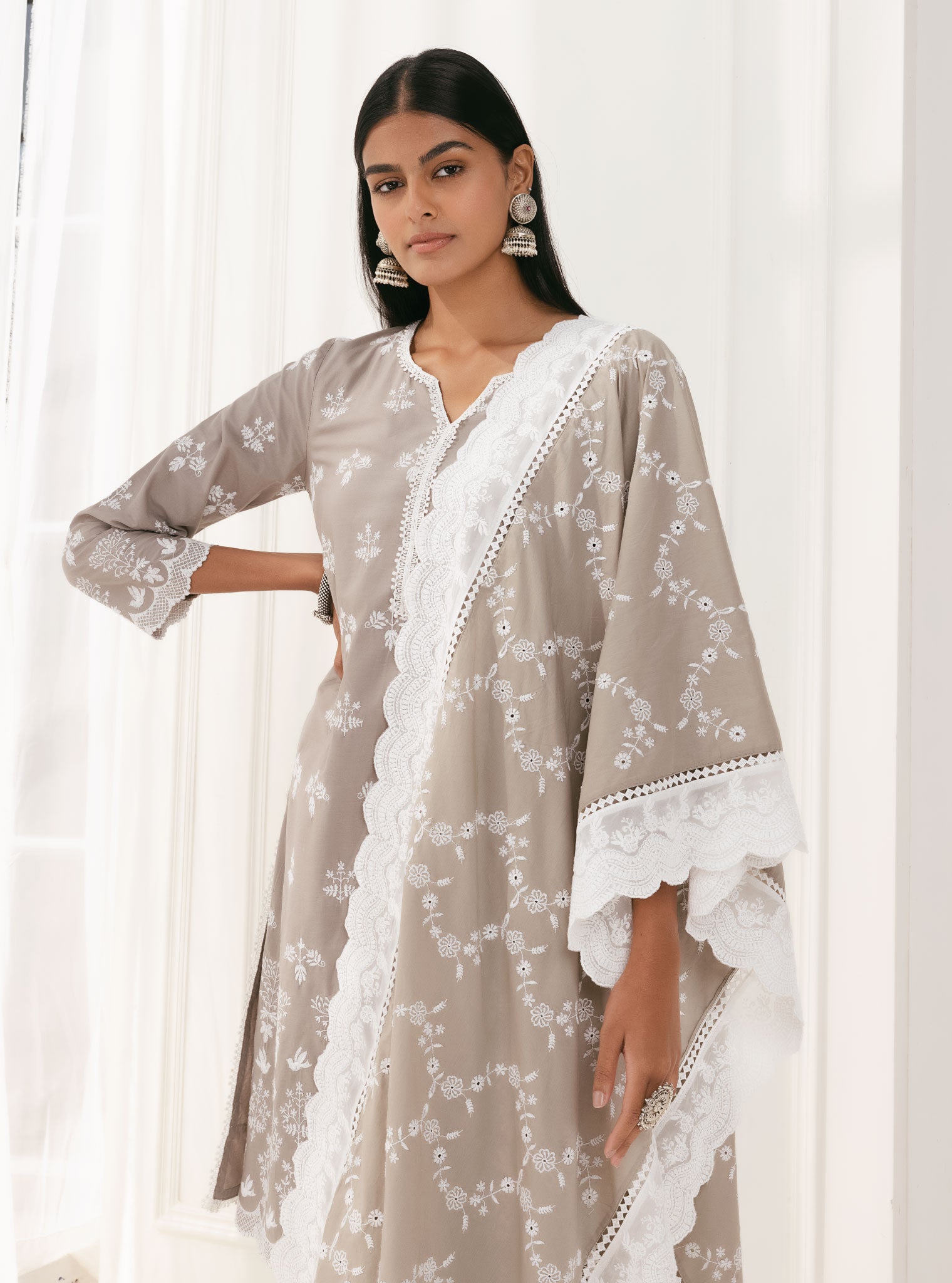 Prini Cotton Grey Kurta with Palazzo Set