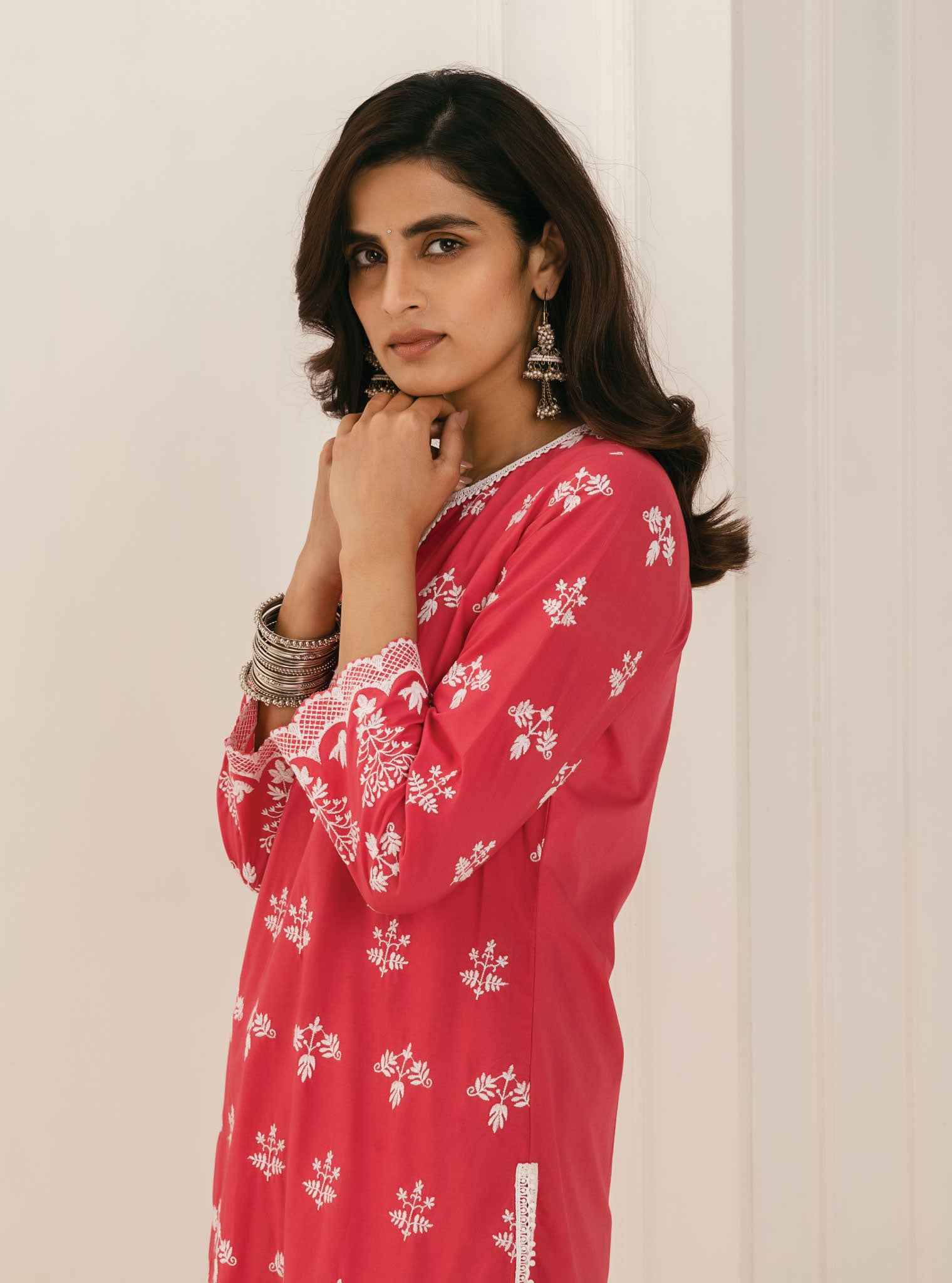 Prini Cotton Red Kurta with Palazzo Set