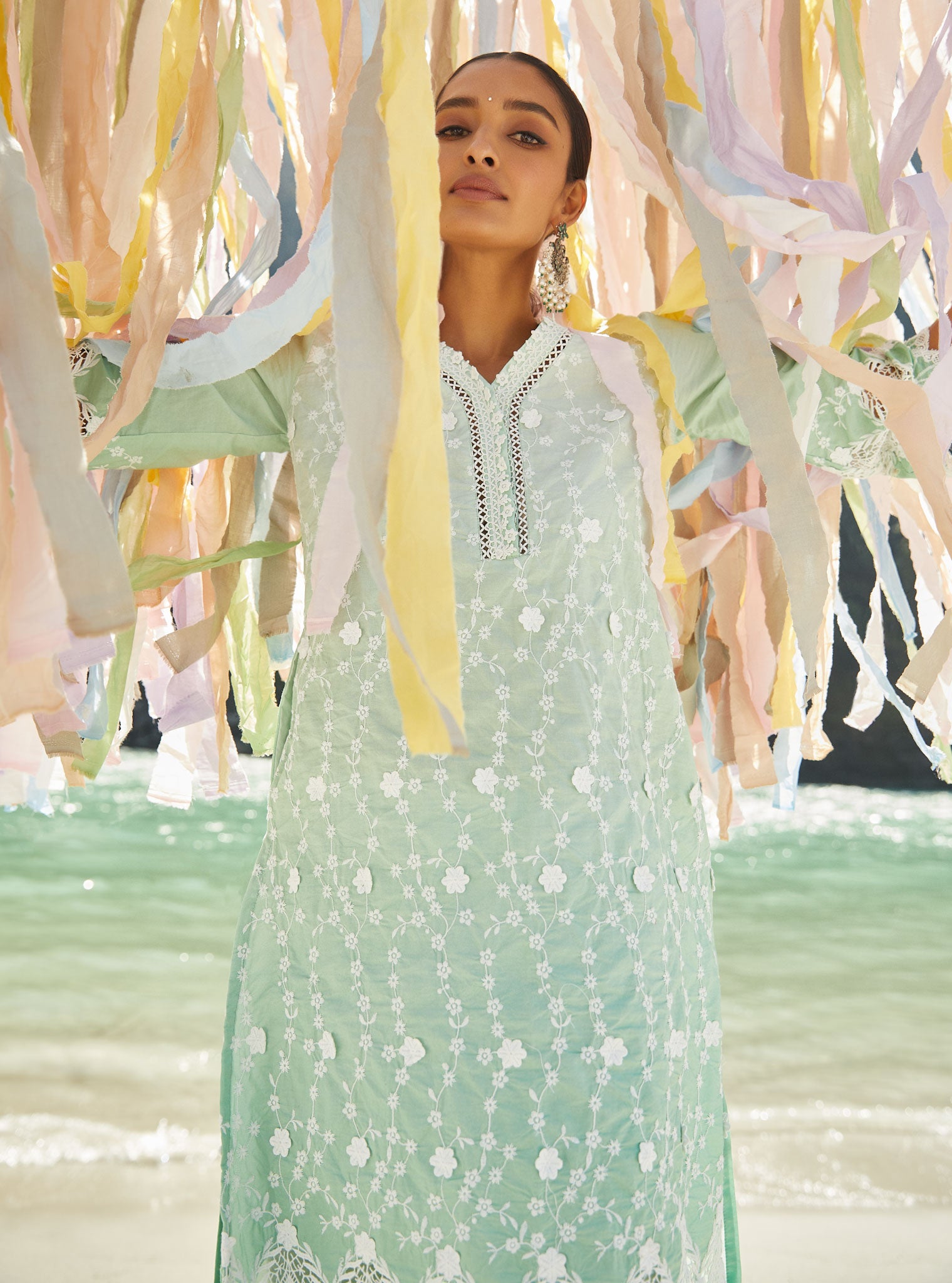 Purna Cotton Green Kurta with Palazzo Set