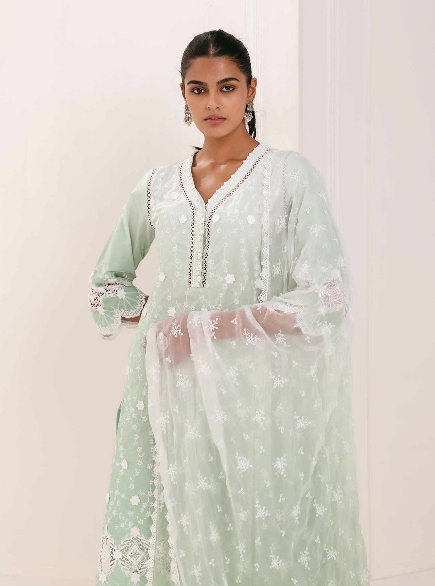 Purna Cotton Green Kurta with Palazzo Set