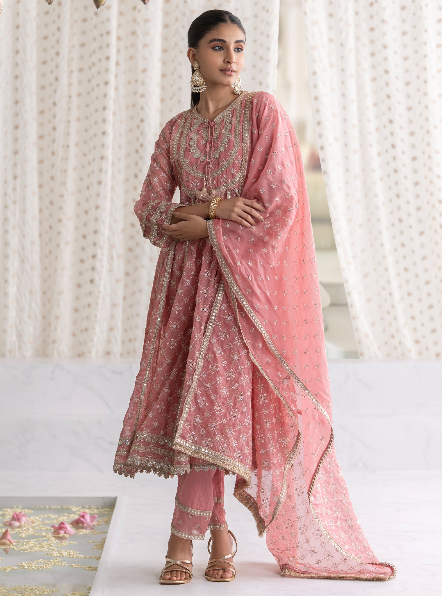 Rasiya Organza Mauve Anarkali Kurta Set
