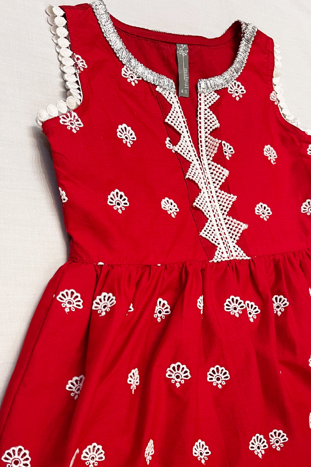 Figo Cotton Red Sharara Set