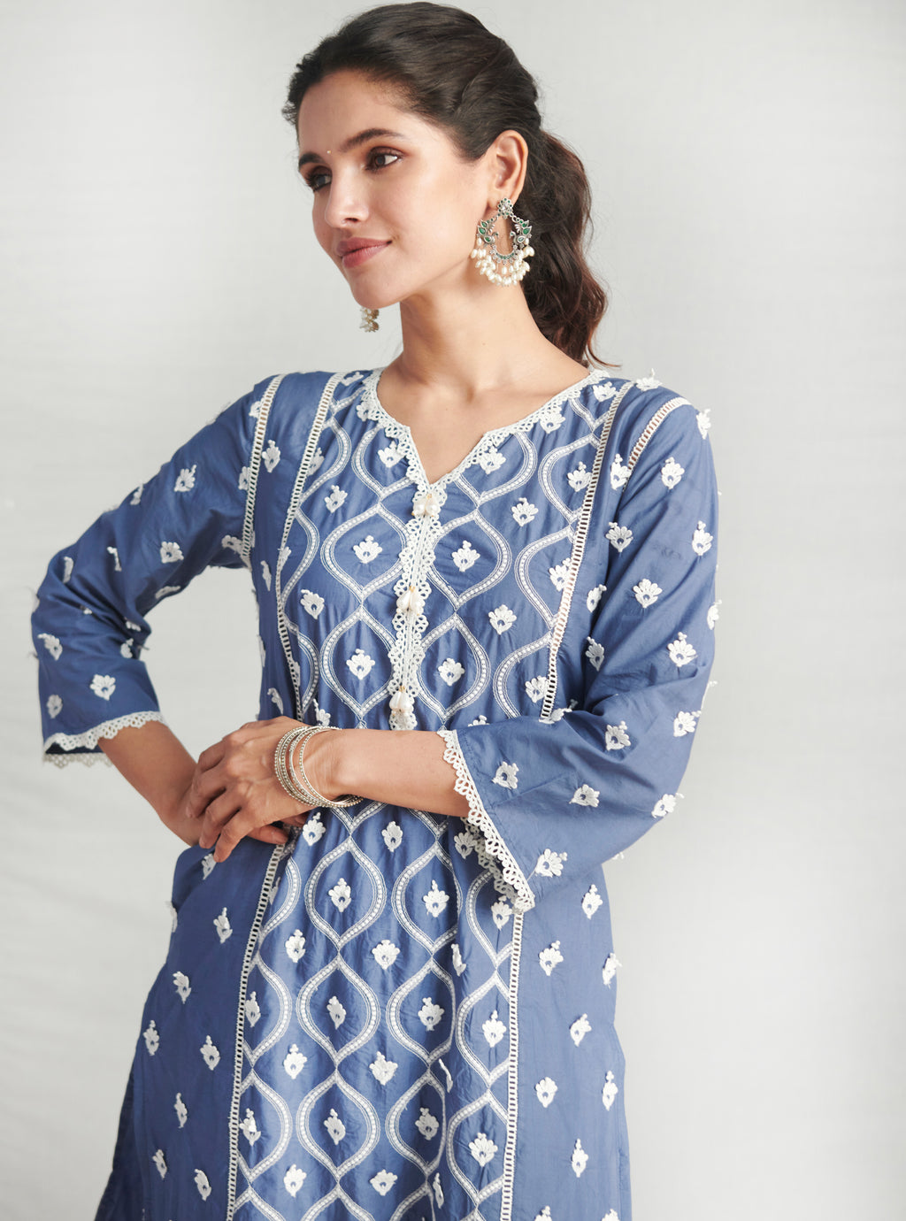 Mulmul Supima Cotton Pixie Navy Kurta