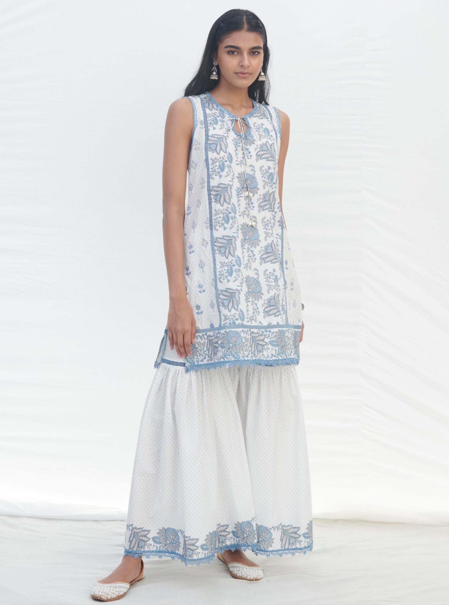 Sakura Cotton Blue Kurta Set