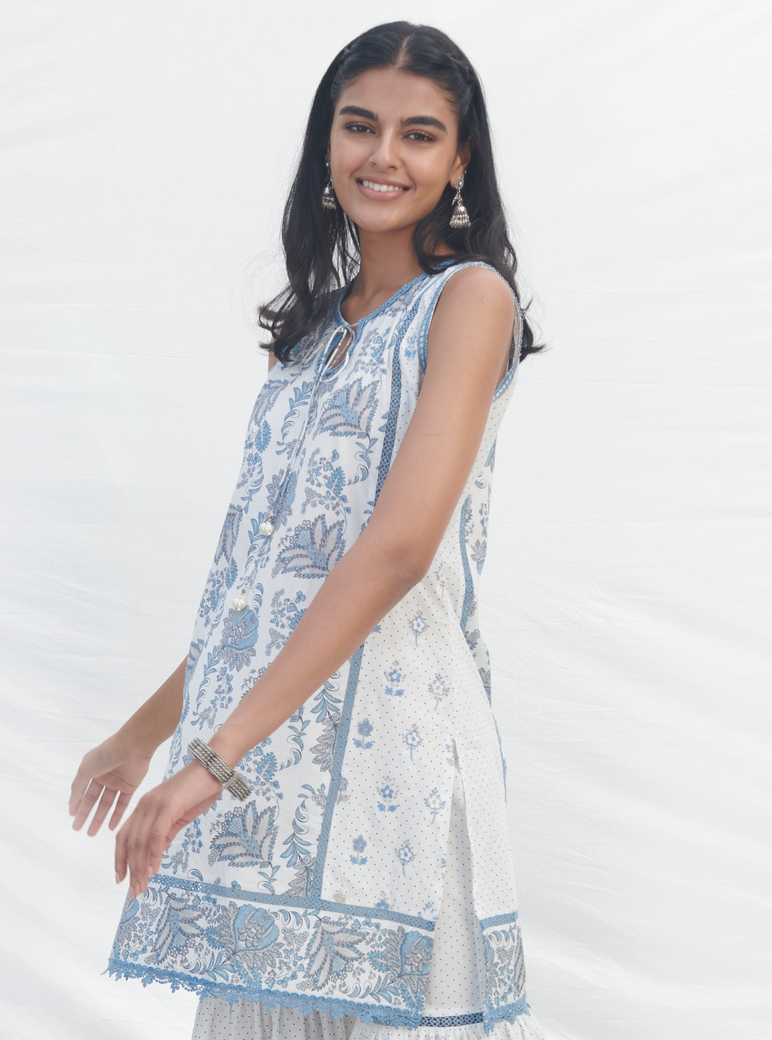 Sakura Cotton Blue Kurta Set