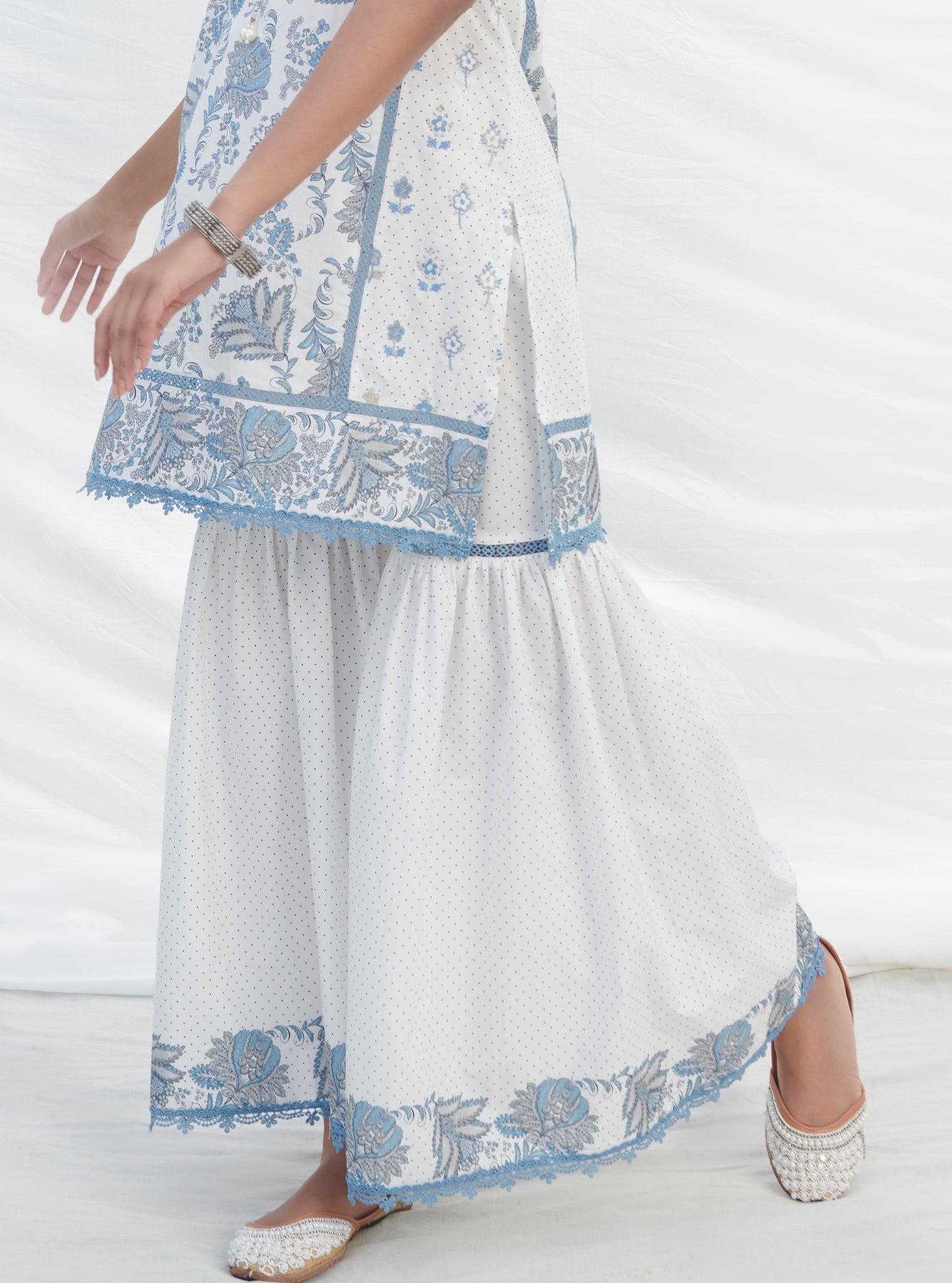 Sakura Cotton Blue Kurta Set
