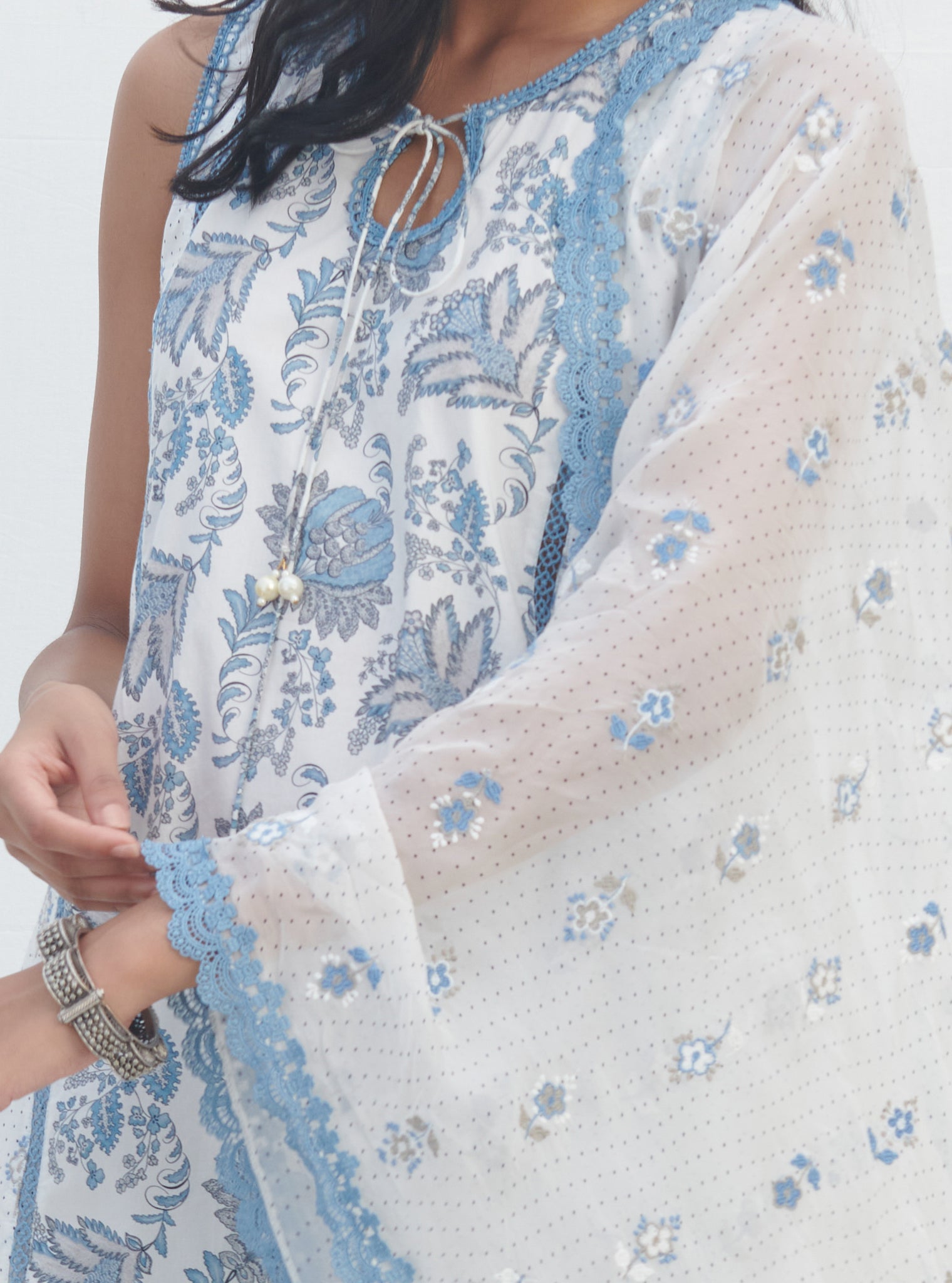 Sakura Cotton Blue Kurta Set