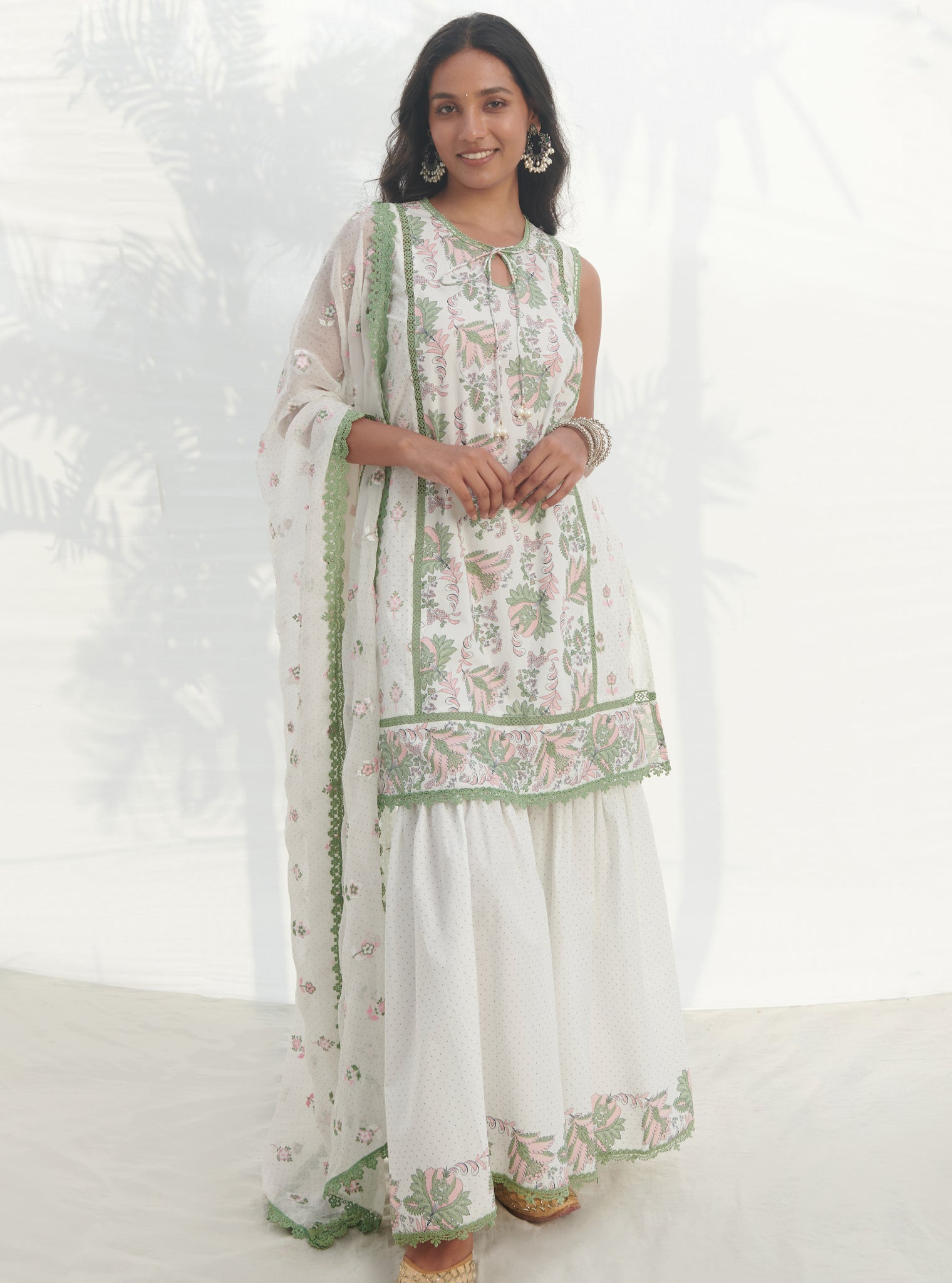Sakura Cotton Green Kurta Set