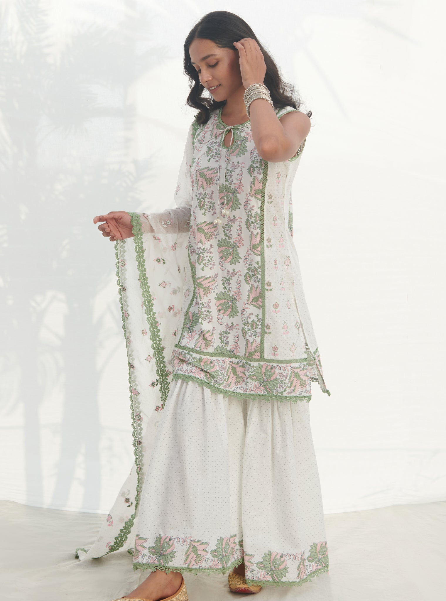 Sakura Cotton Green Kurta Set