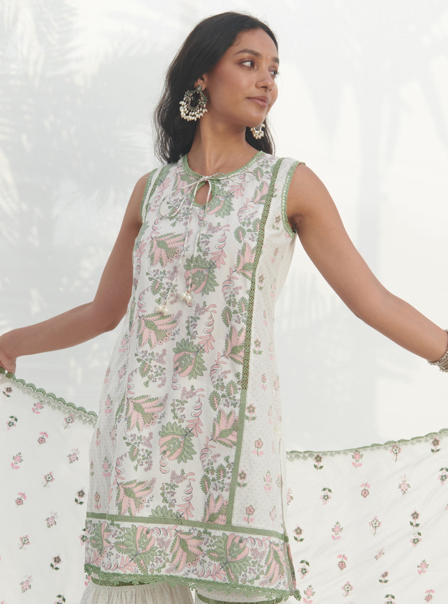 Sakura Cotton Green Kurta Set