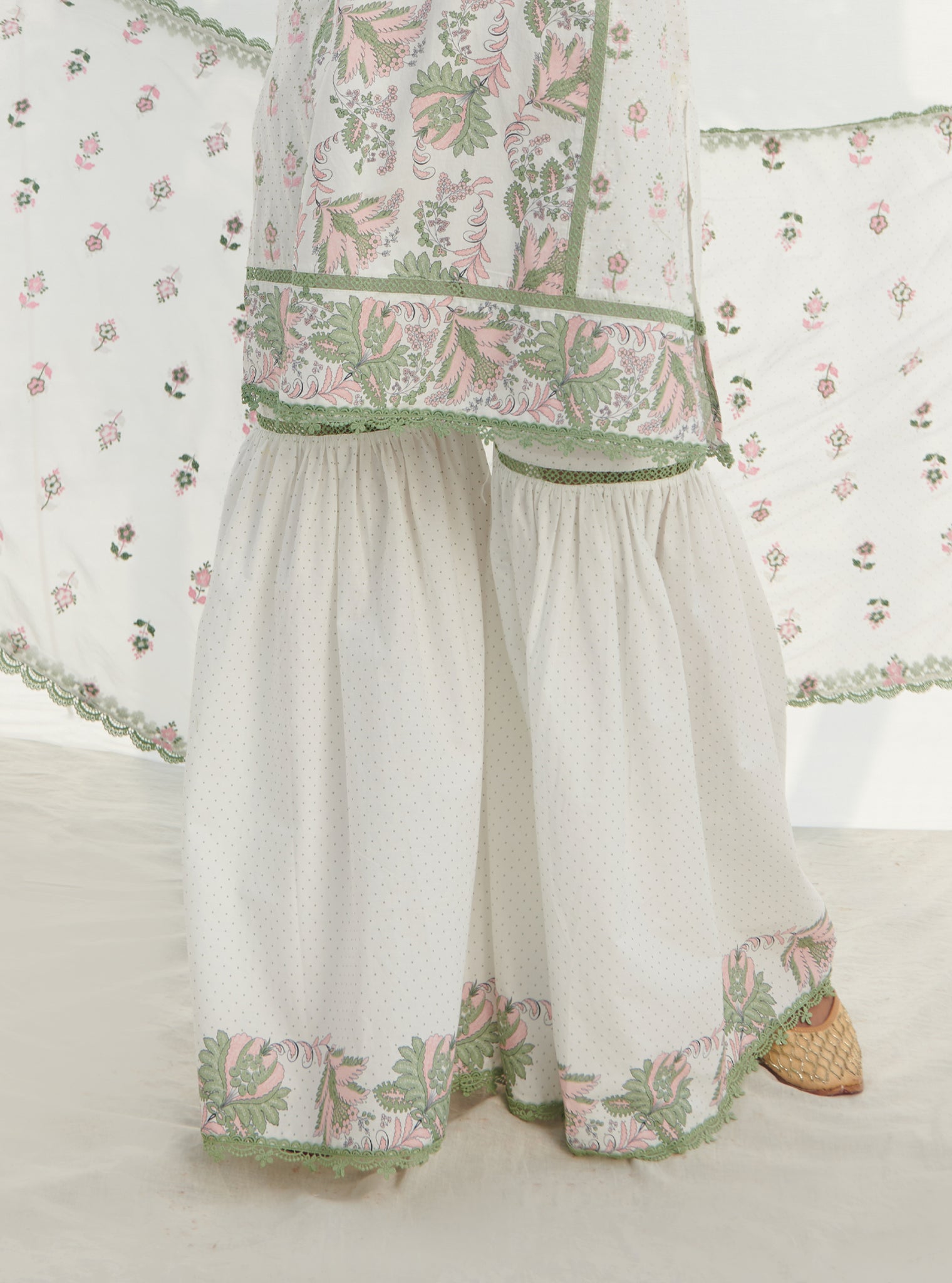 Sakura Cotton Green Kurta Set