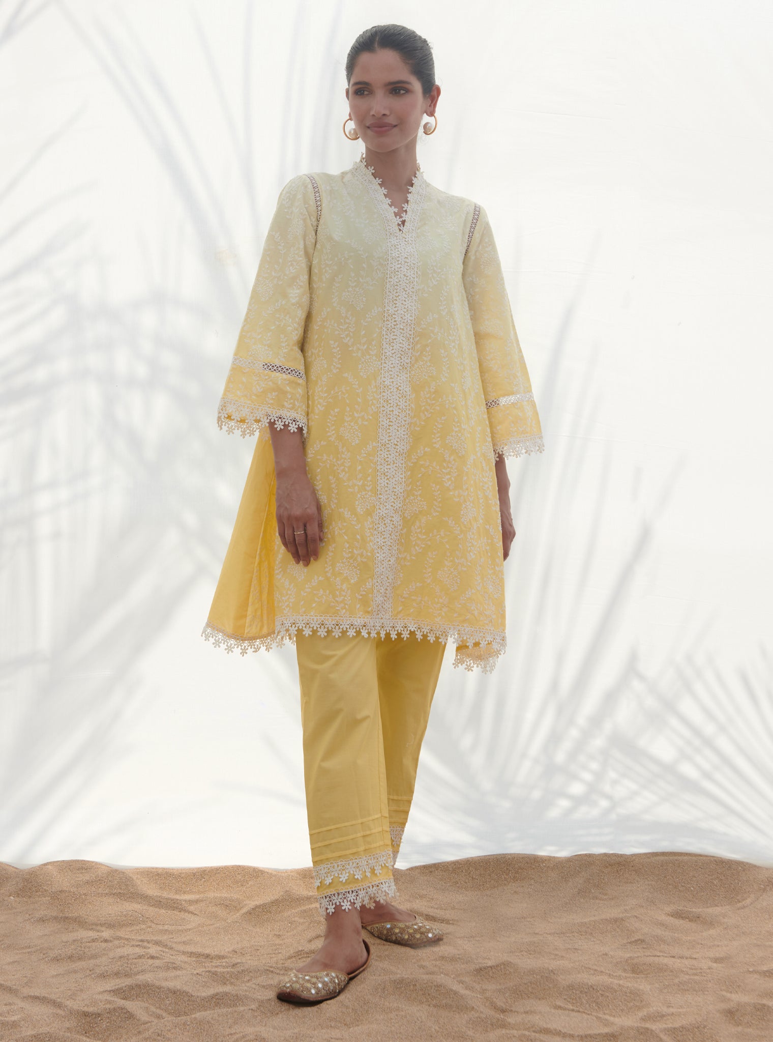 Santona Cotton Yellow Kurta Set