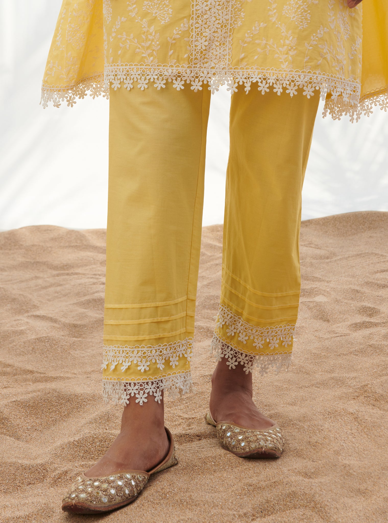 Santona Cotton Yellow Kurta Set
