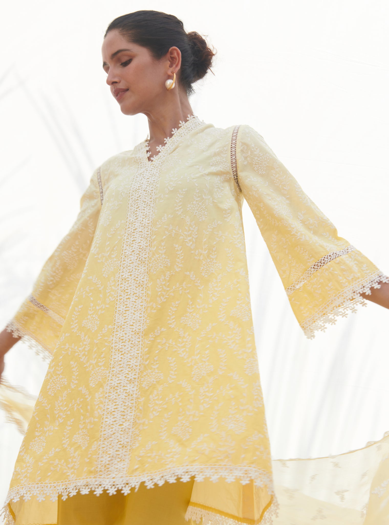 Santona Cotton Yellow Kurta Set