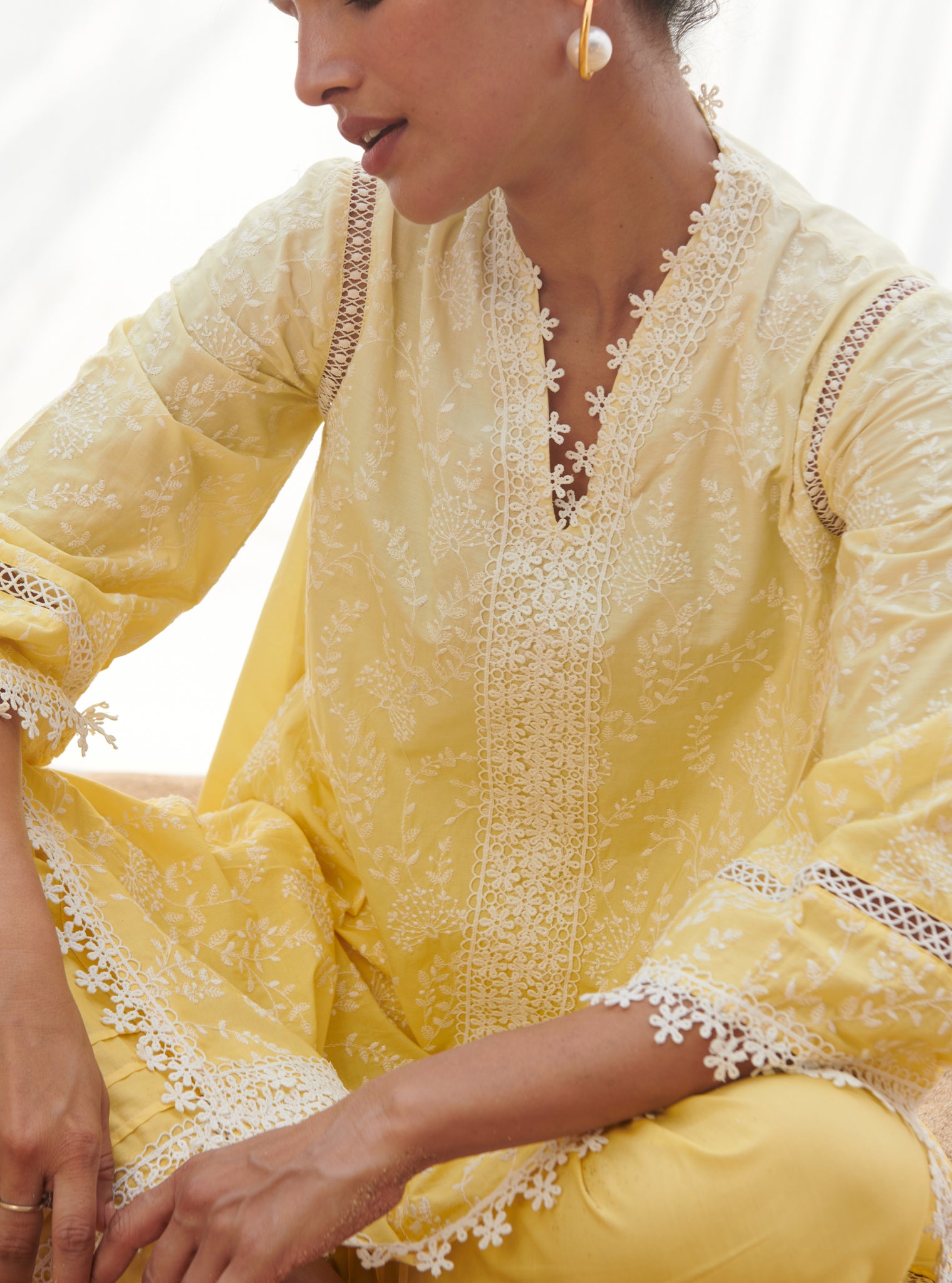 Santona Cotton Yellow Kurta Set