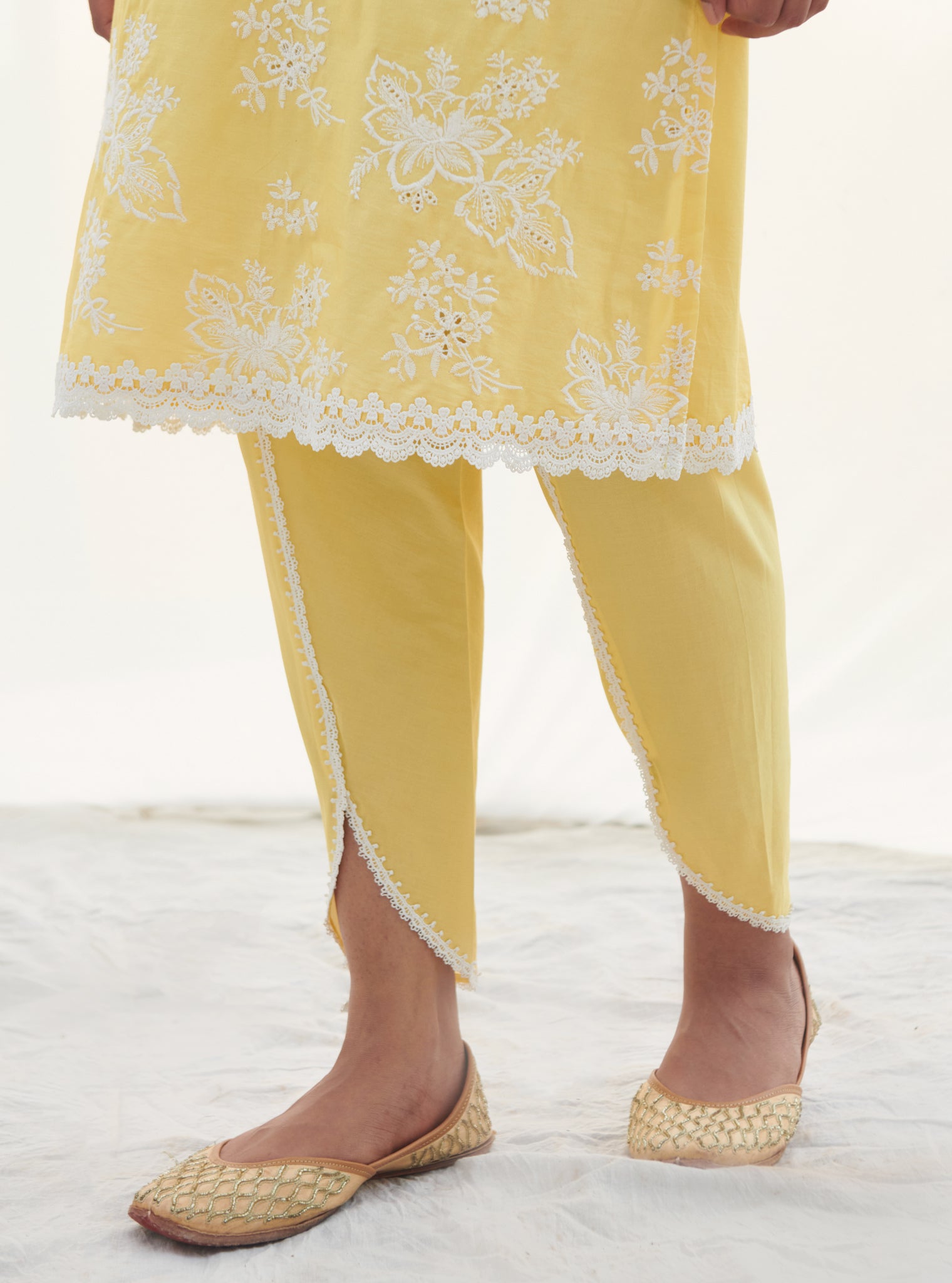 Savri Cotton Yellow Kurta Set