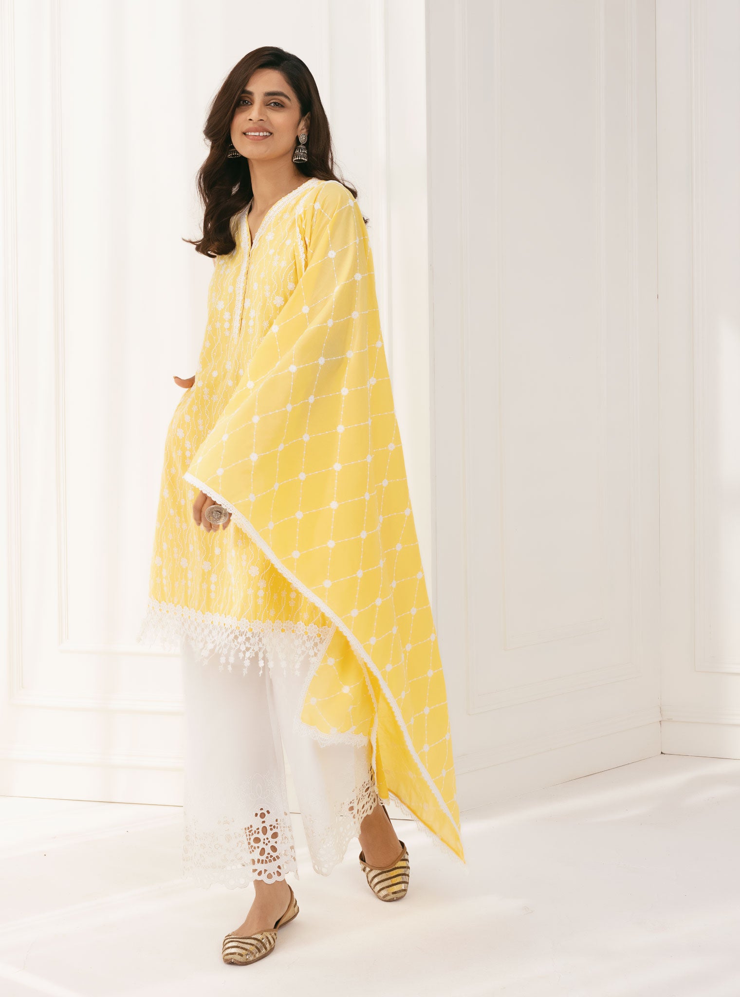 Seoni Cotton Yellow Kurta with Palazzo Set