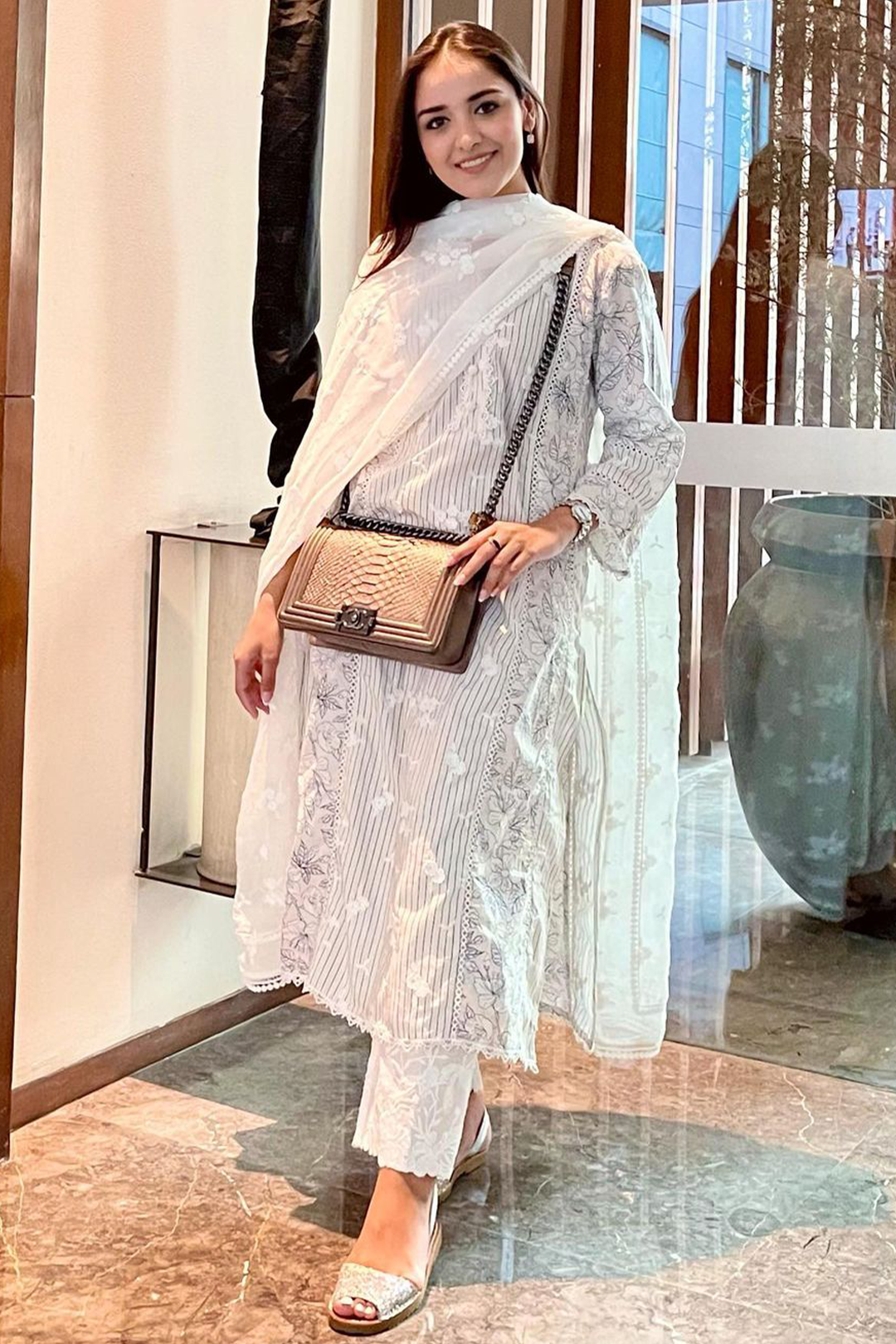 Carnaby Cotton Off White Kurta with Palazzo Set