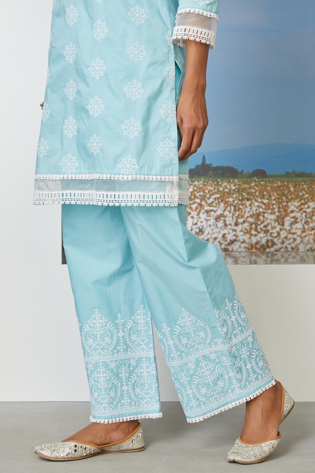 Mulmul Cotton Snow Flake Palazzo