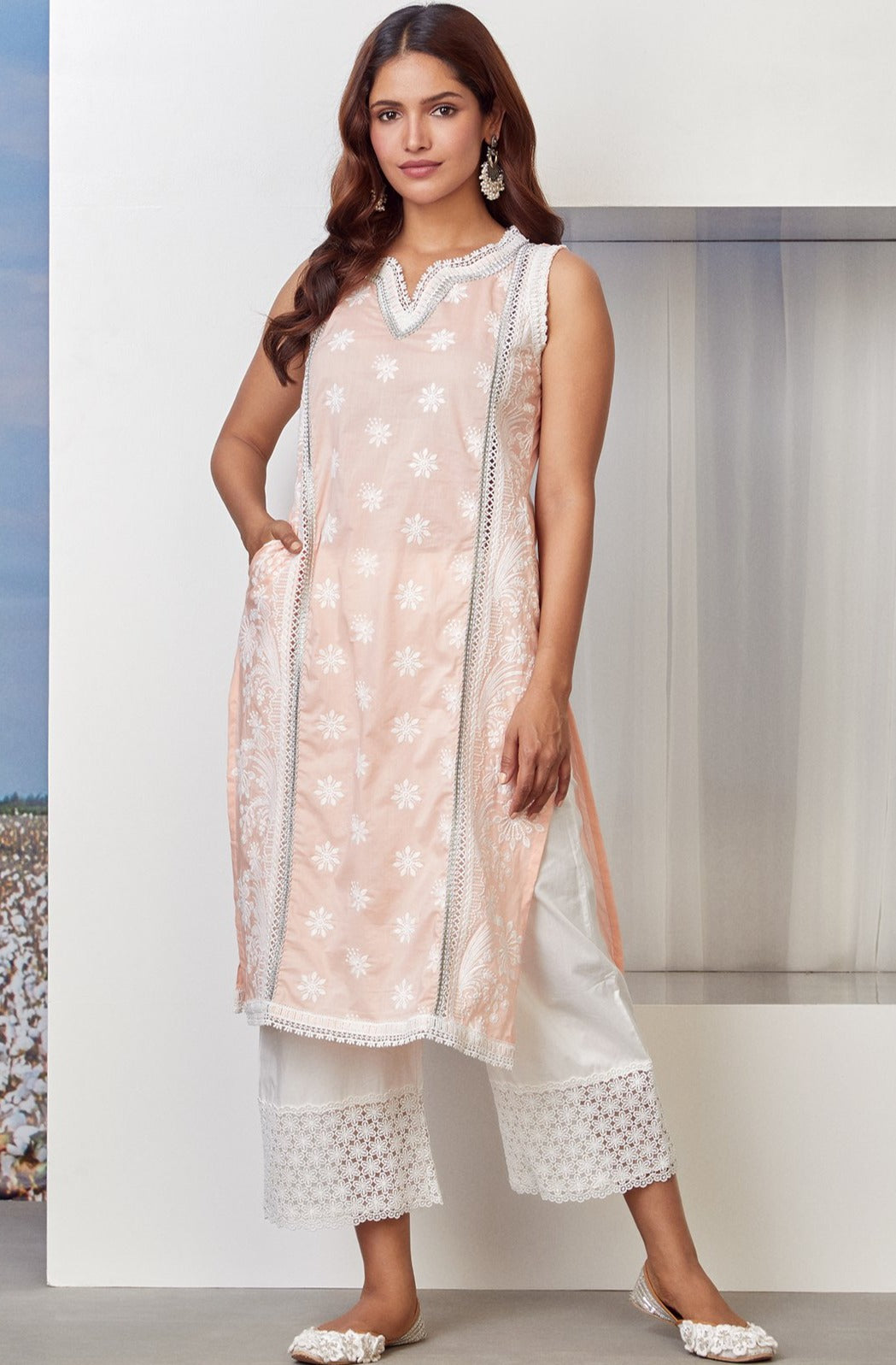 Mulmul Cotton Sofia Orange Kurta