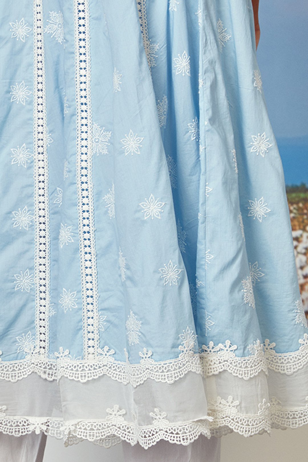 Star Gaze Cotton Light Blue Kurta Set