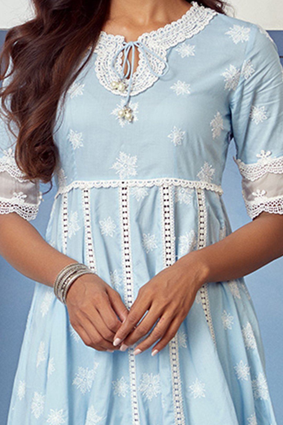 Star Gaze Cotton Light Blue Kurta Set