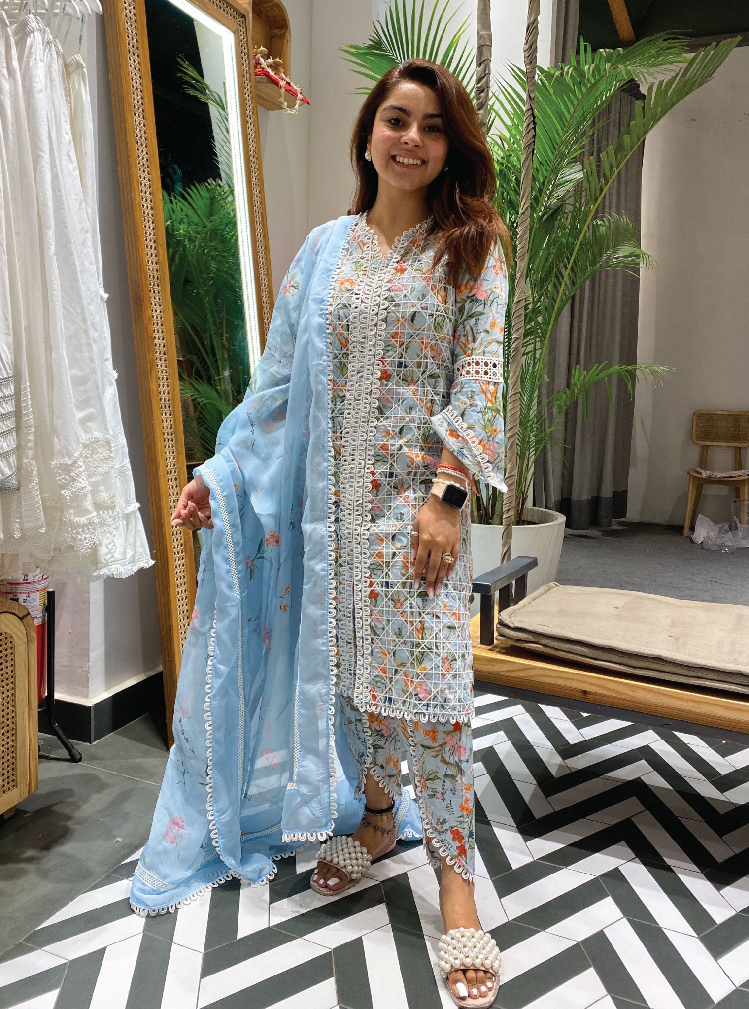 Corelli Cotton Blue Kurta Set