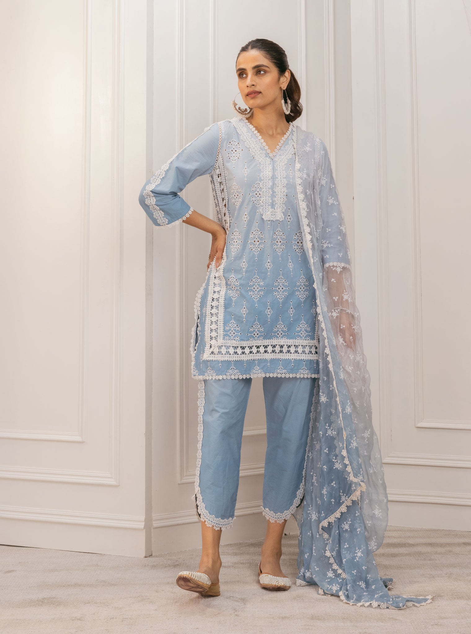 Suria Cotton Blue Kurta Set