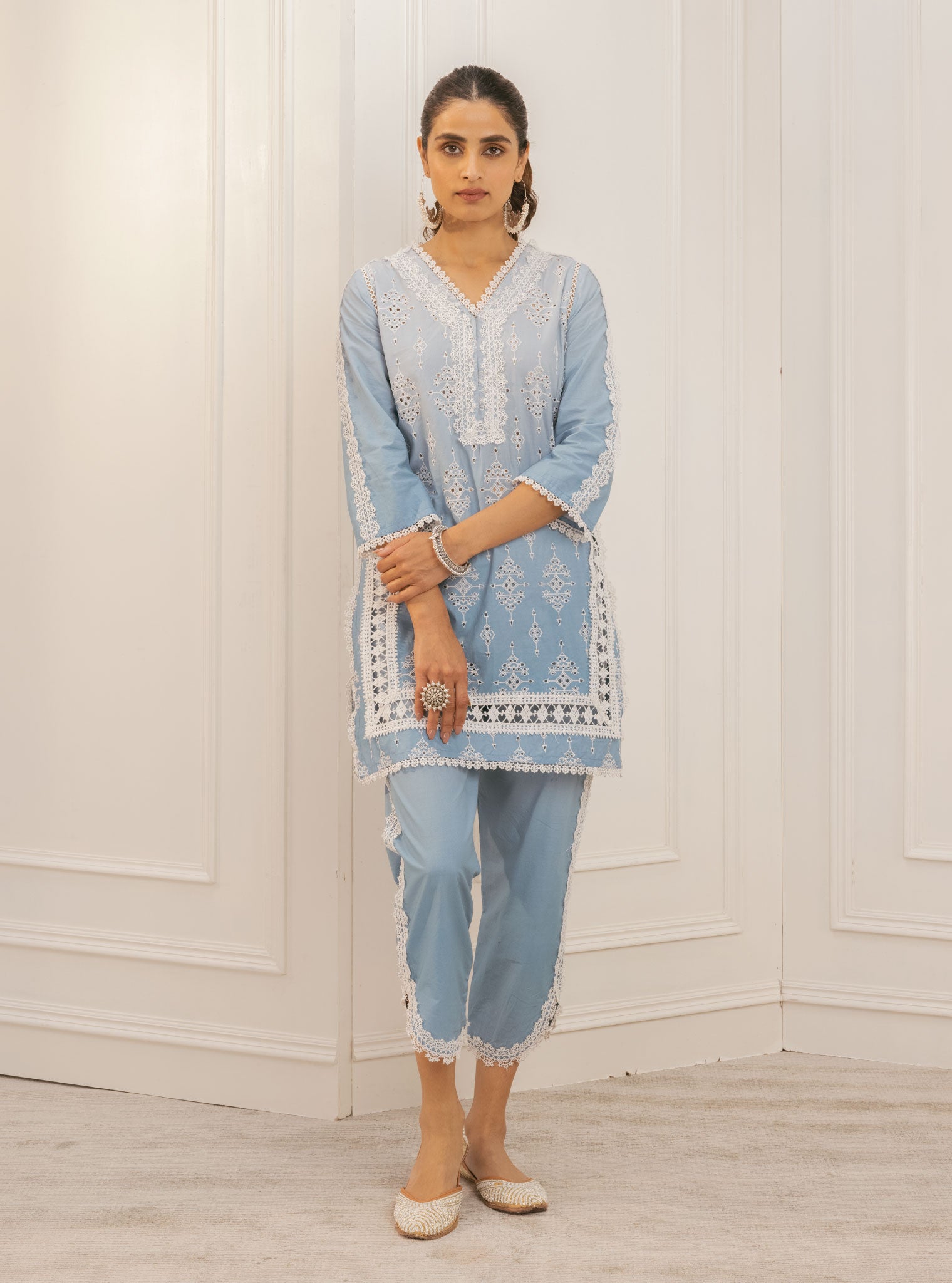 Suria Cotton Blue Kurta Set