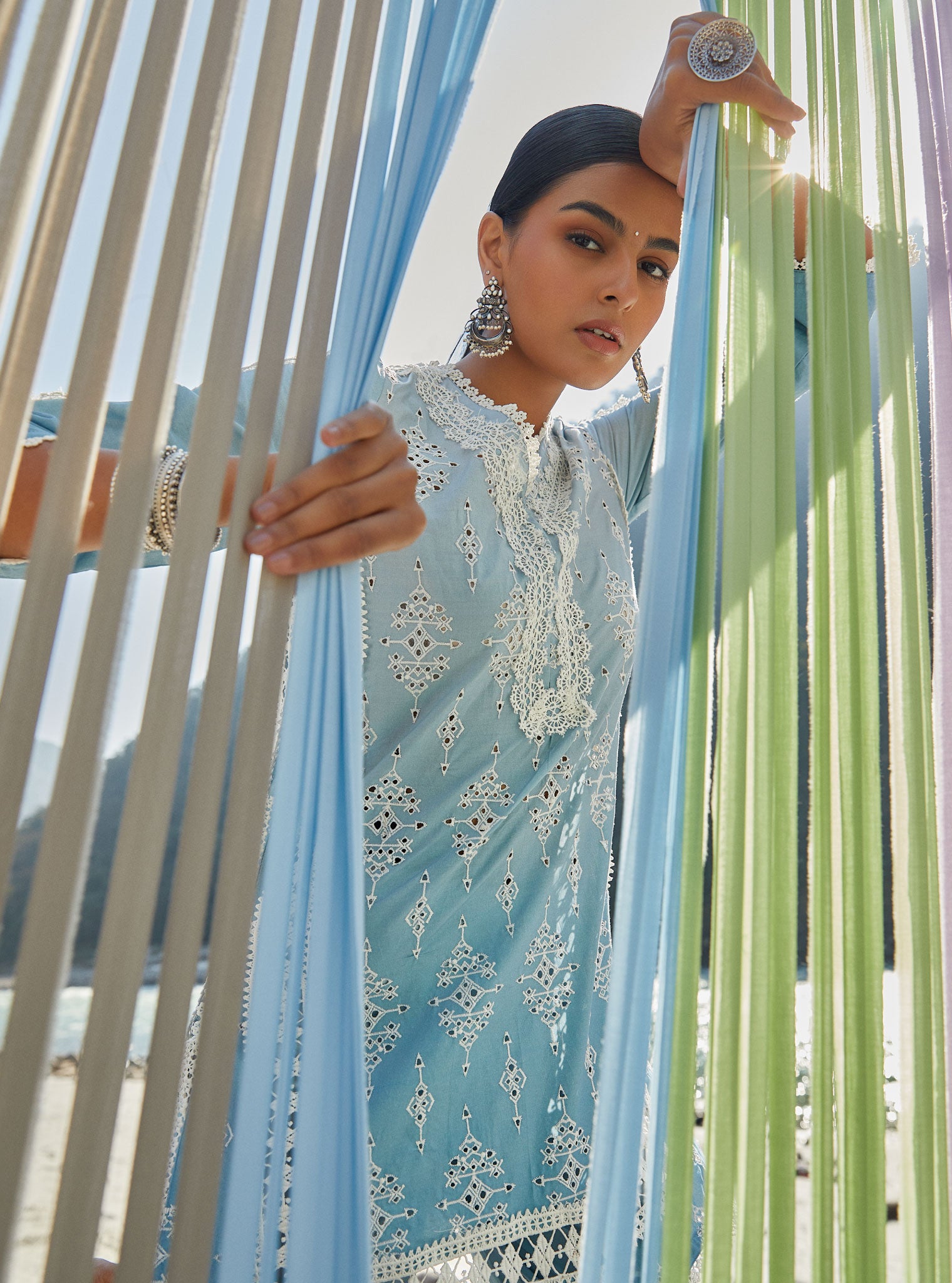 Suria Cotton Blue Kurta Set