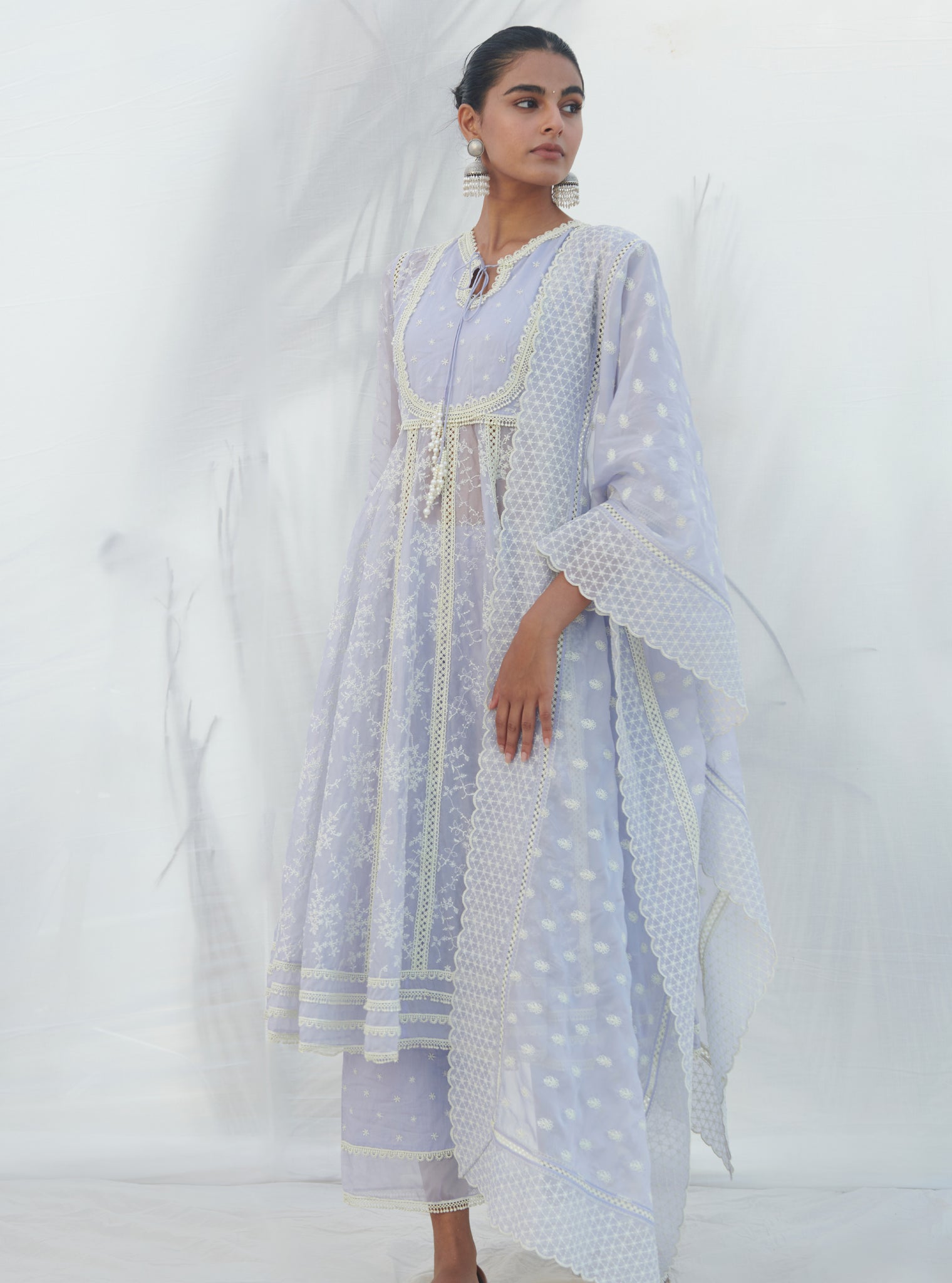 Tisca Organza Lilac Anarkali Kurta Set